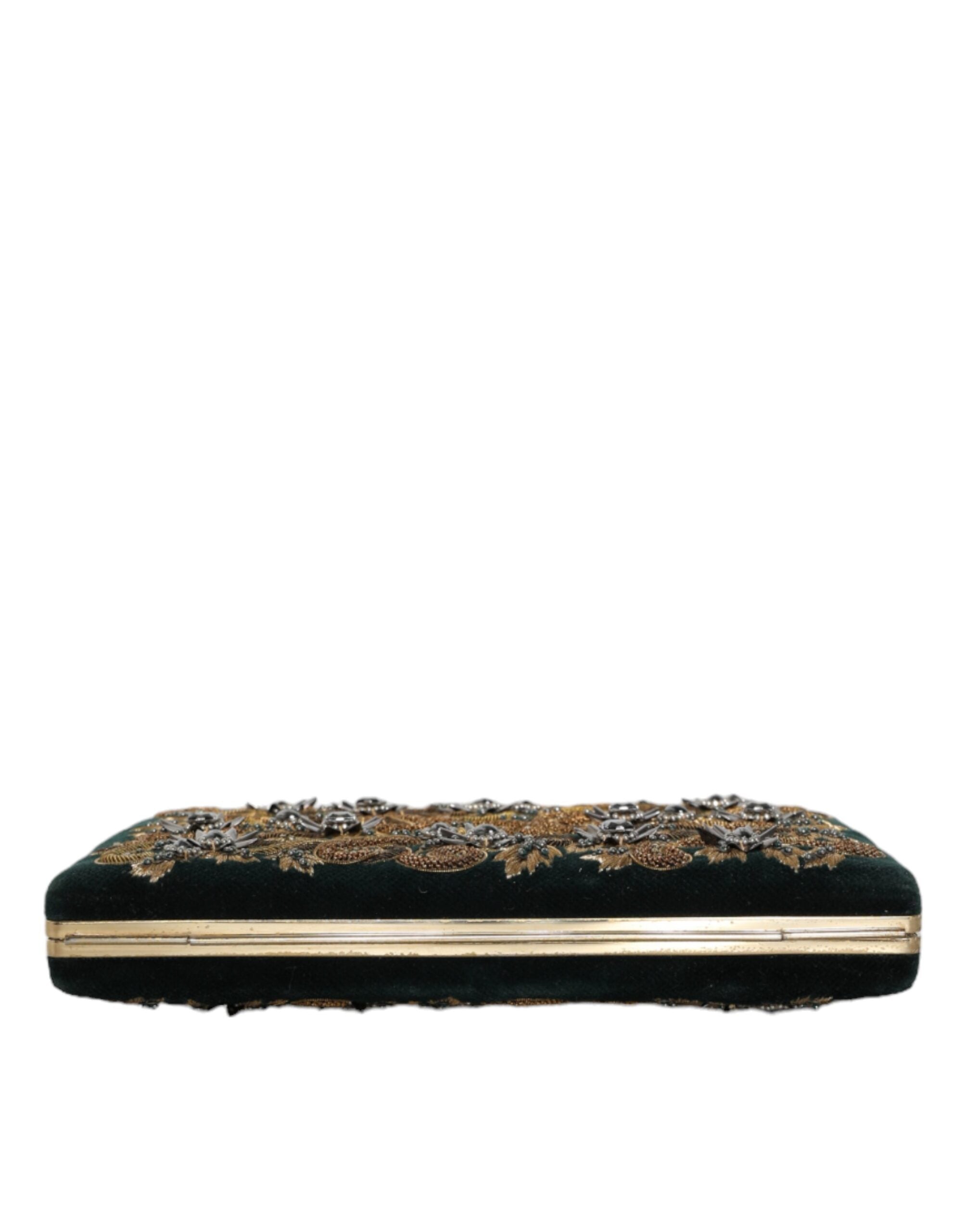 Dolce &amp; Gabbana Clutch aus schwarzem Samt mit Goldrahmen, Abendtasche