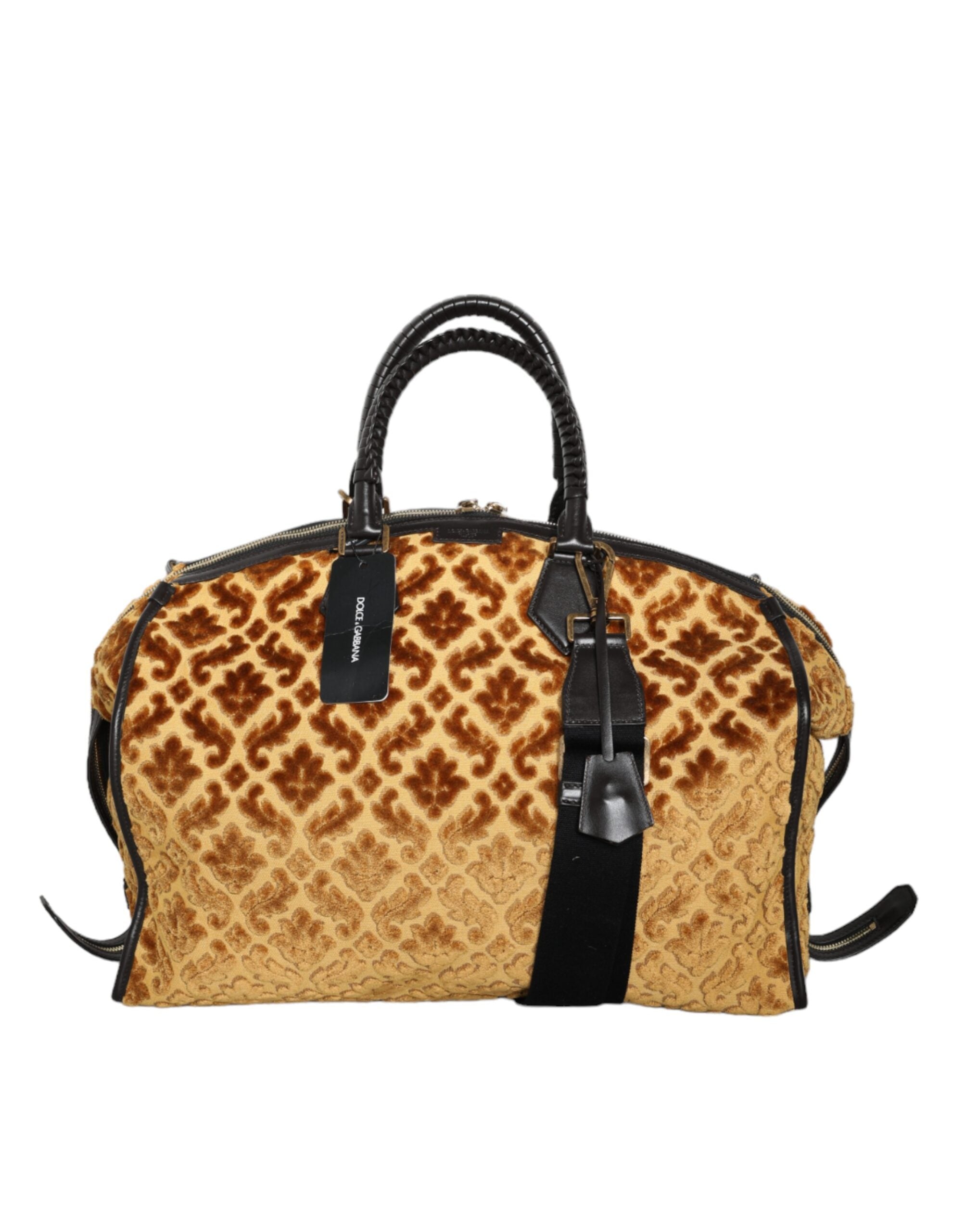 Dolce &amp; Gabbana Beige Samt Top Handle Schulter Reisetasche Damen