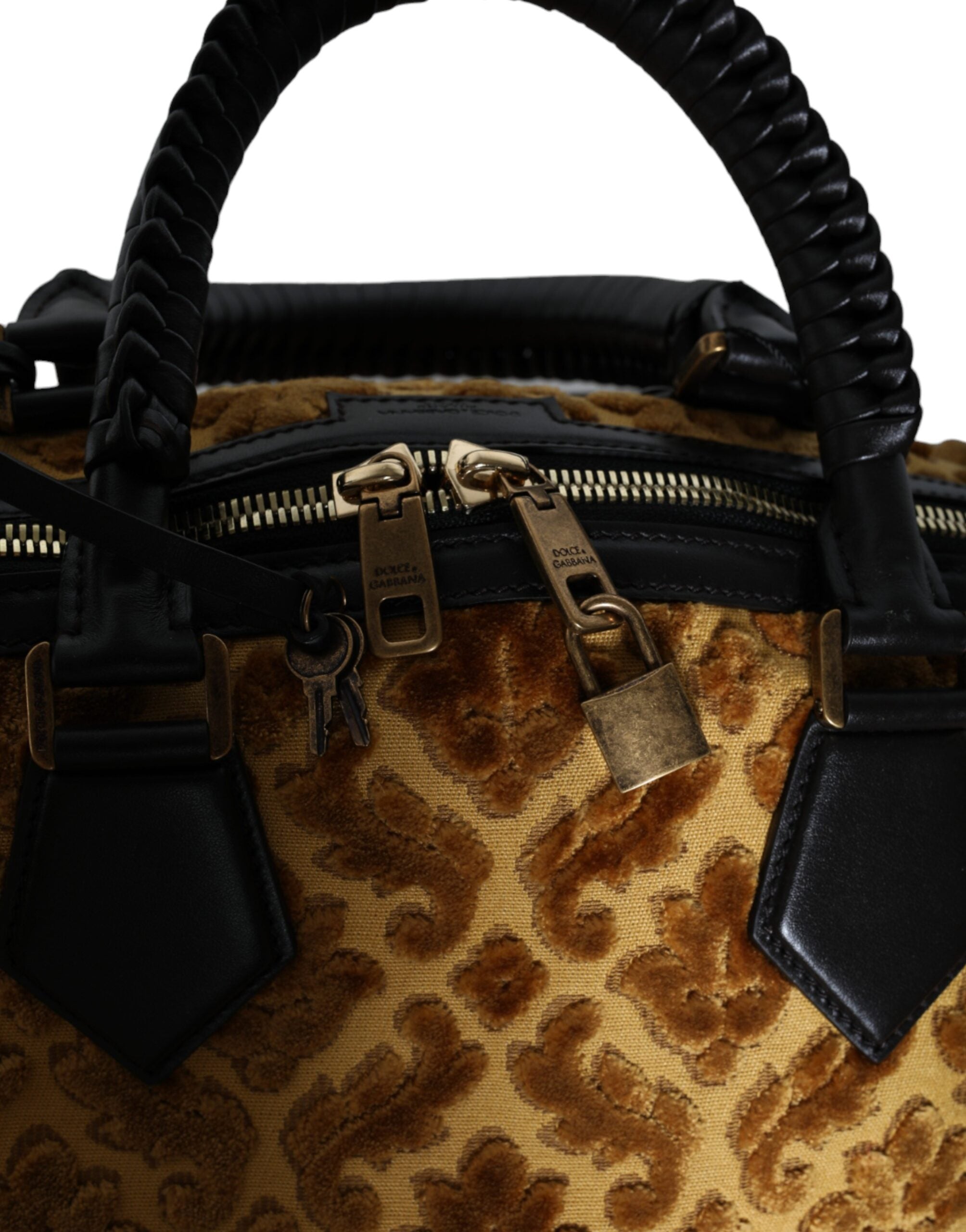 Dolce &amp; Gabbana Beige Samt Top Handle Schulter Reisetasche Damen