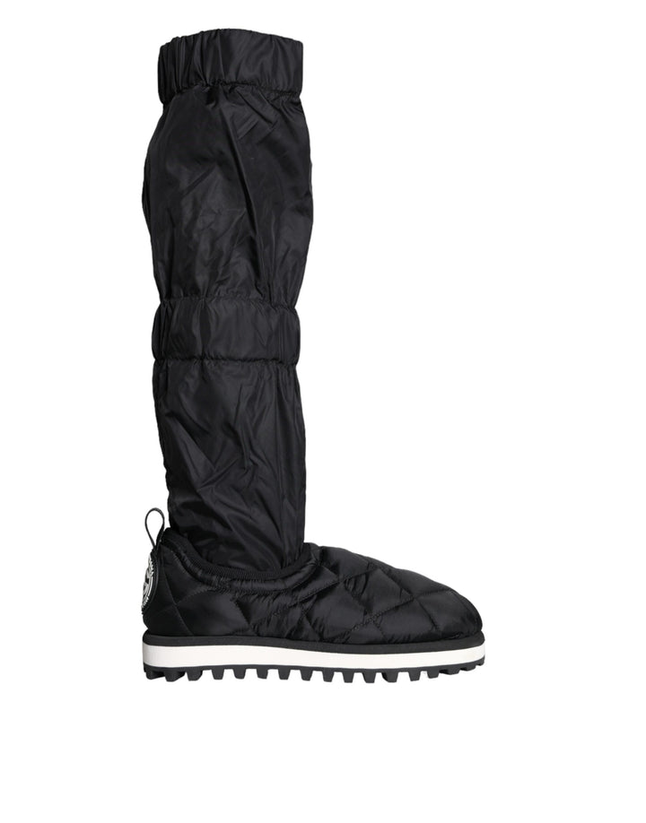 Dolce &amp; Gabbana Schwarze gesteppte High-Top-Stiefel Sneakers Schuhe