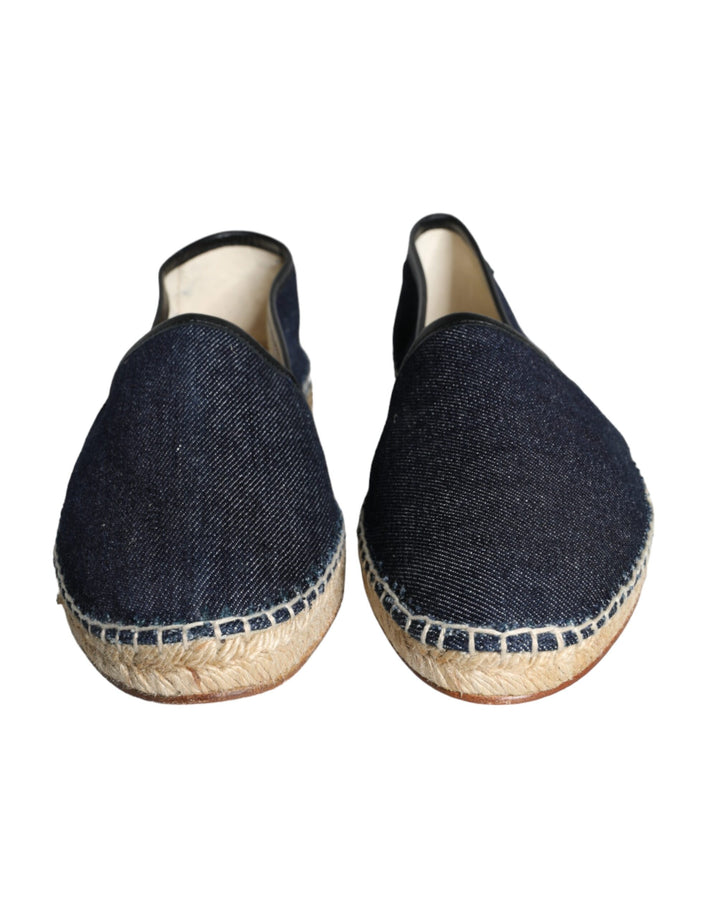 Dolce &amp; Gabbana Blaue Espadrilles aus Denim-Baumwollleder