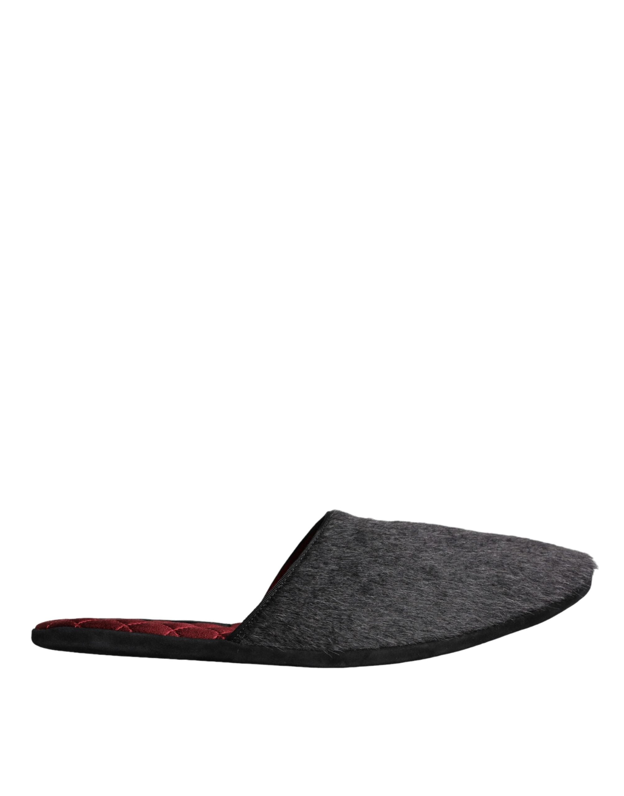 Dolce &amp; Gabbana – Slipper aus schwarzem Kunstfell