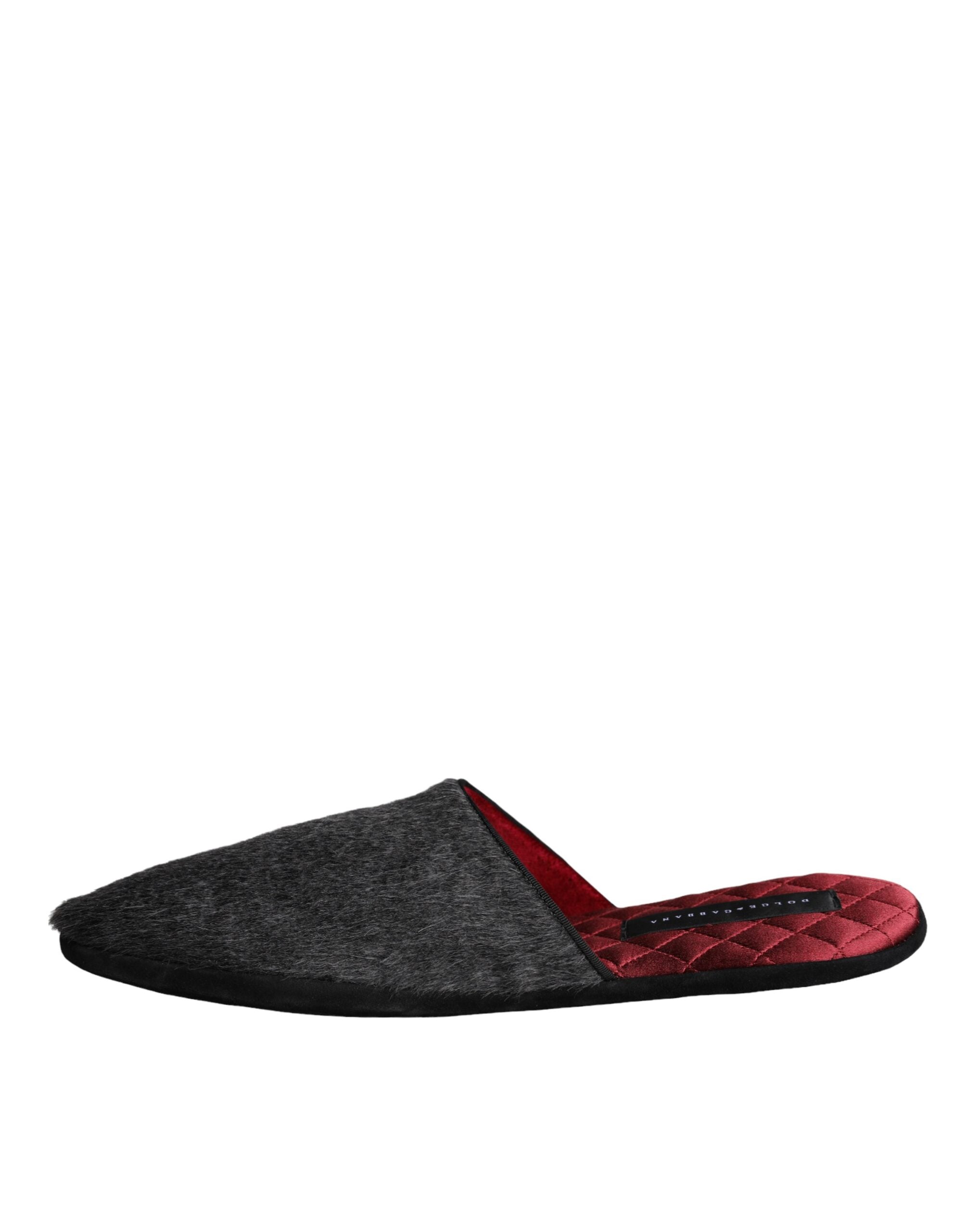 Dolce &amp; Gabbana – Slipper aus schwarzem Kunstfell