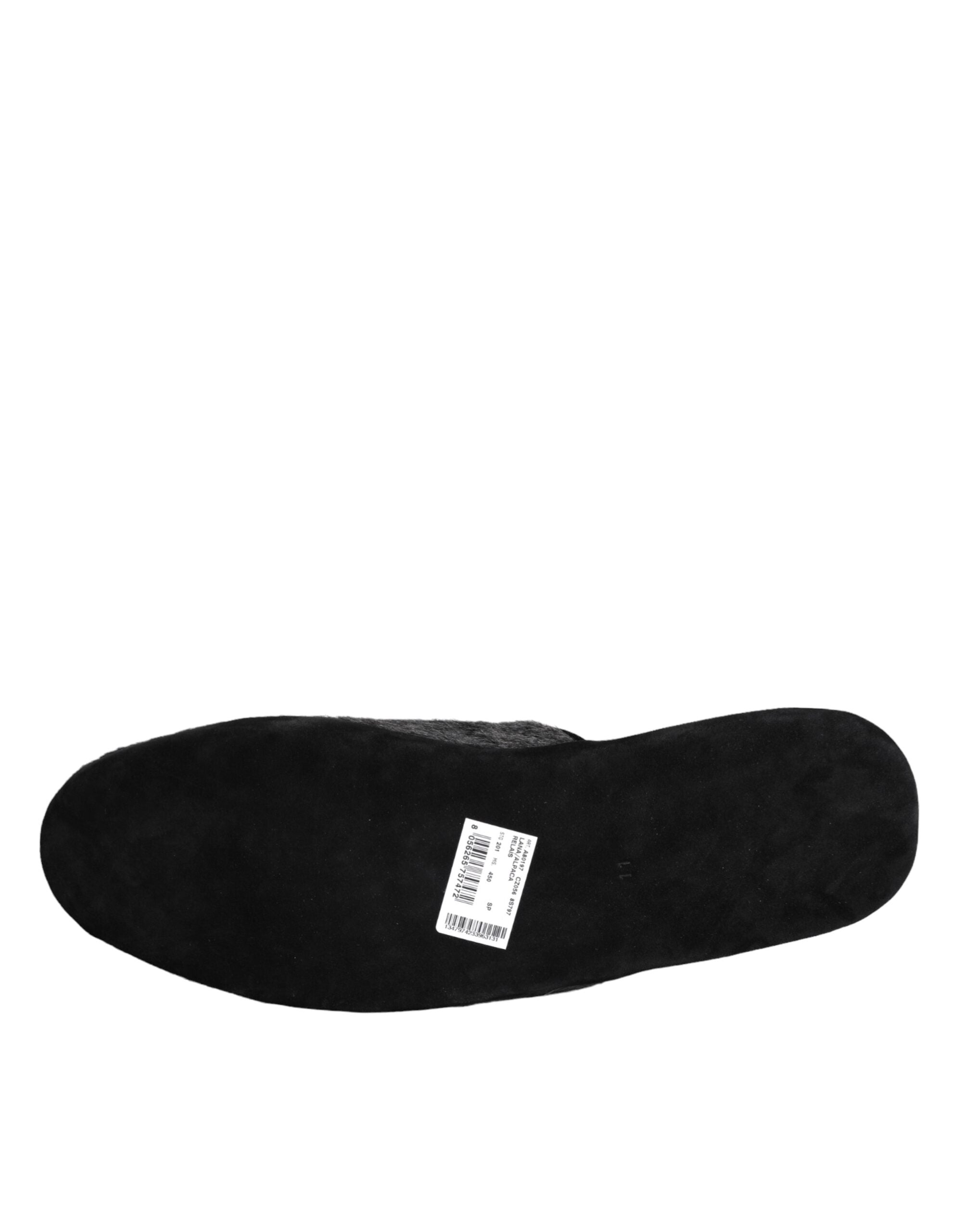 Dolce &amp; Gabbana – Slipper aus schwarzem Kunstfell