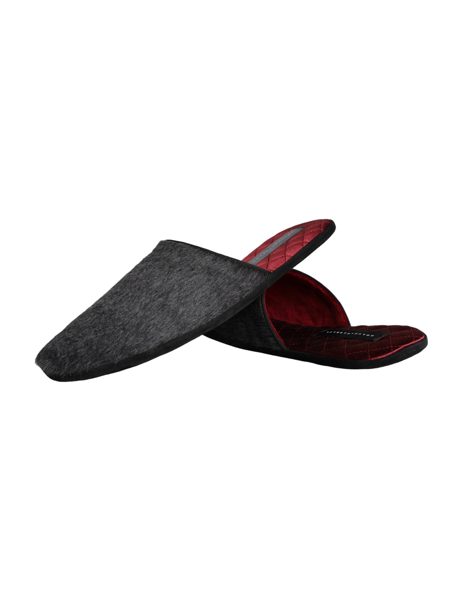 Dolce &amp; Gabbana – Slipper aus schwarzem Kunstfell