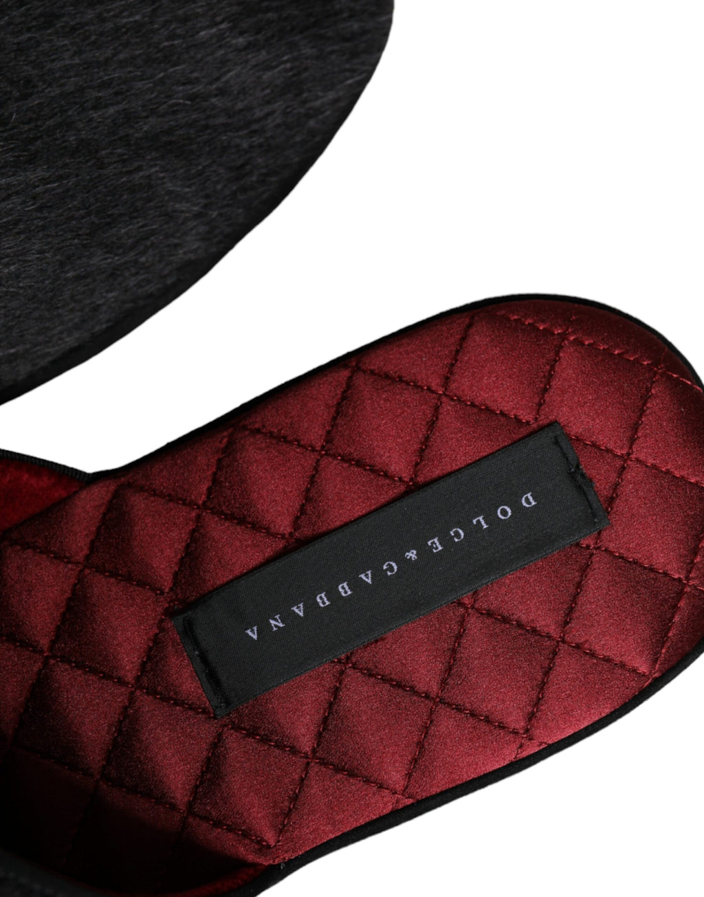 Dolce &amp; Gabbana – Slipper aus schwarzem Kunstfell