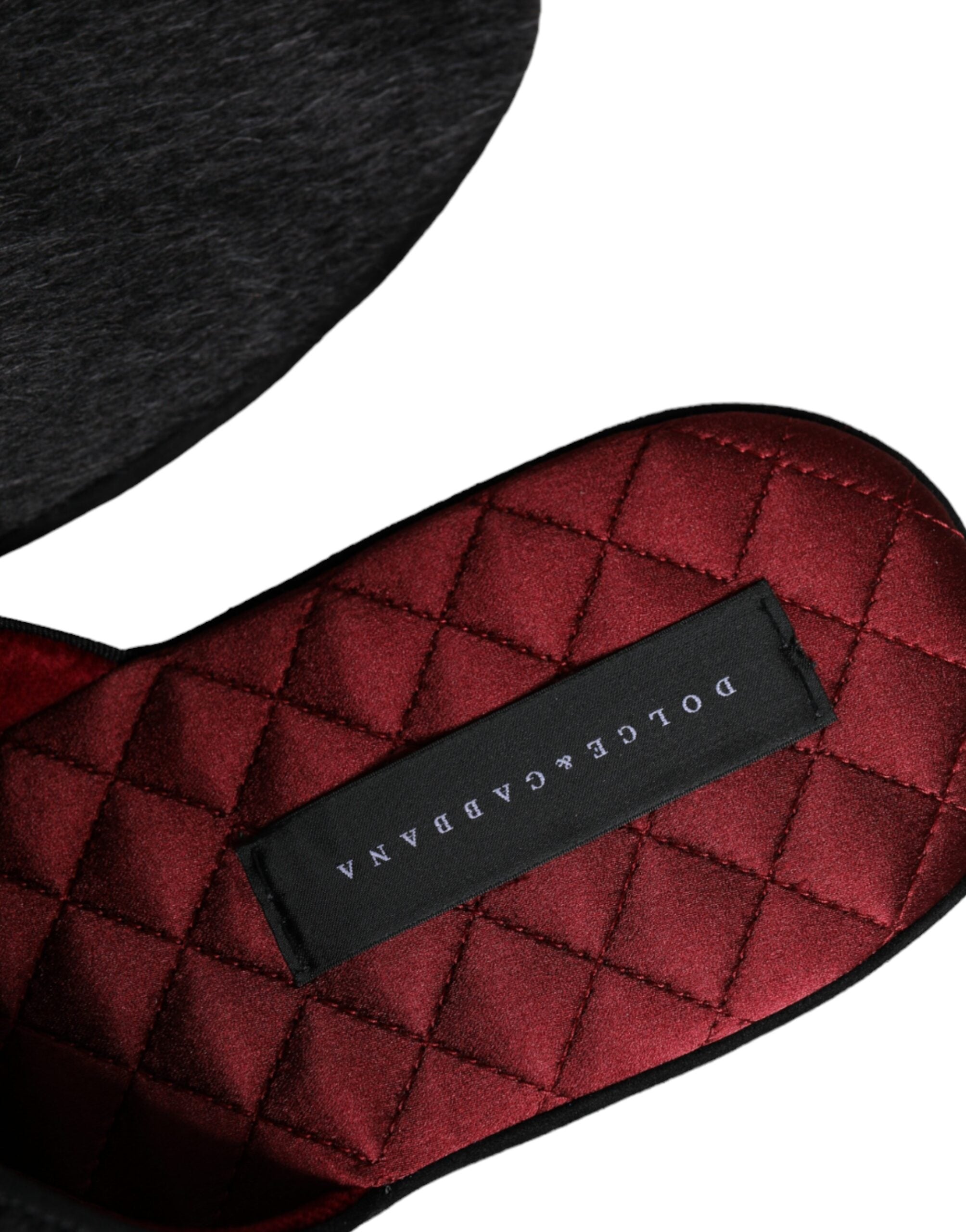 Dolce &amp; Gabbana – Slipper aus schwarzem Kunstfell