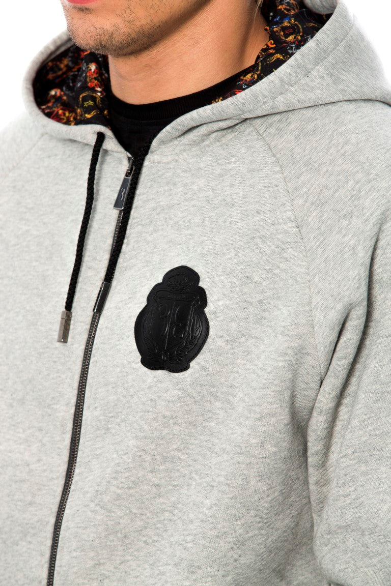 Billionaire Italian Couture – Eleganter grauer Baumwoll-Trainingsanzug mit Kapuze