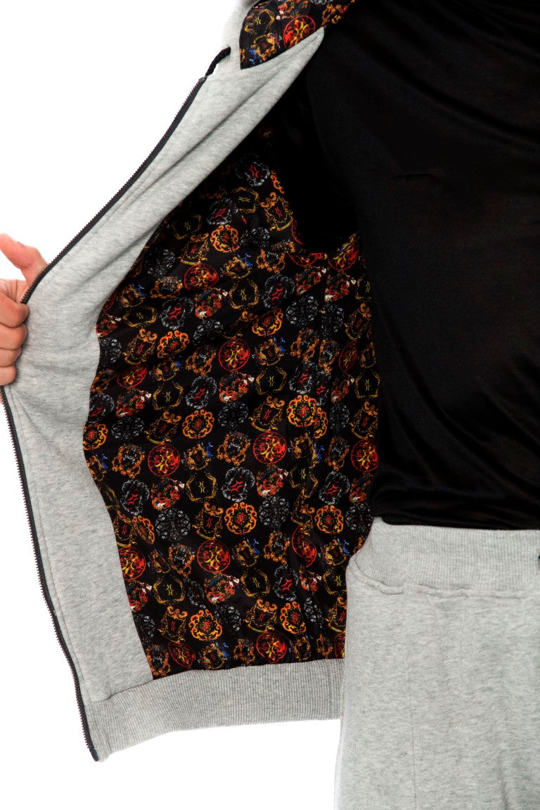Billionaire Italian Couture – Eleganter grauer Baumwoll-Trainingsanzug mit Kapuze