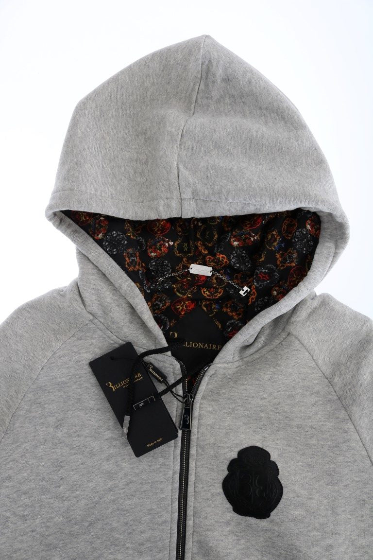 Billionaire Italian Couture – Eleganter grauer Baumwoll-Trainingsanzug mit Kapuze
