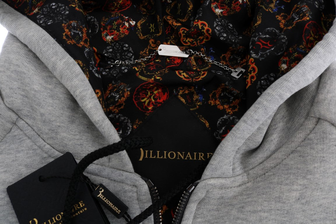 Billionaire Italian Couture – Eleganter grauer Baumwoll-Trainingsanzug mit Kapuze