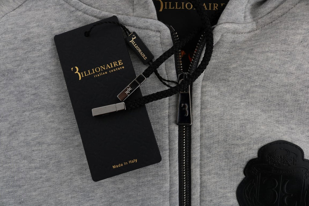 Billionaire Italian Couture – Eleganter grauer Baumwoll-Trainingsanzug mit Kapuze