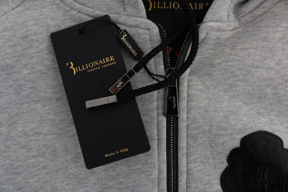 Billionaire Italian Couture – Eleganter grauer Baumwoll-Trainingsanzug mit Kapuze