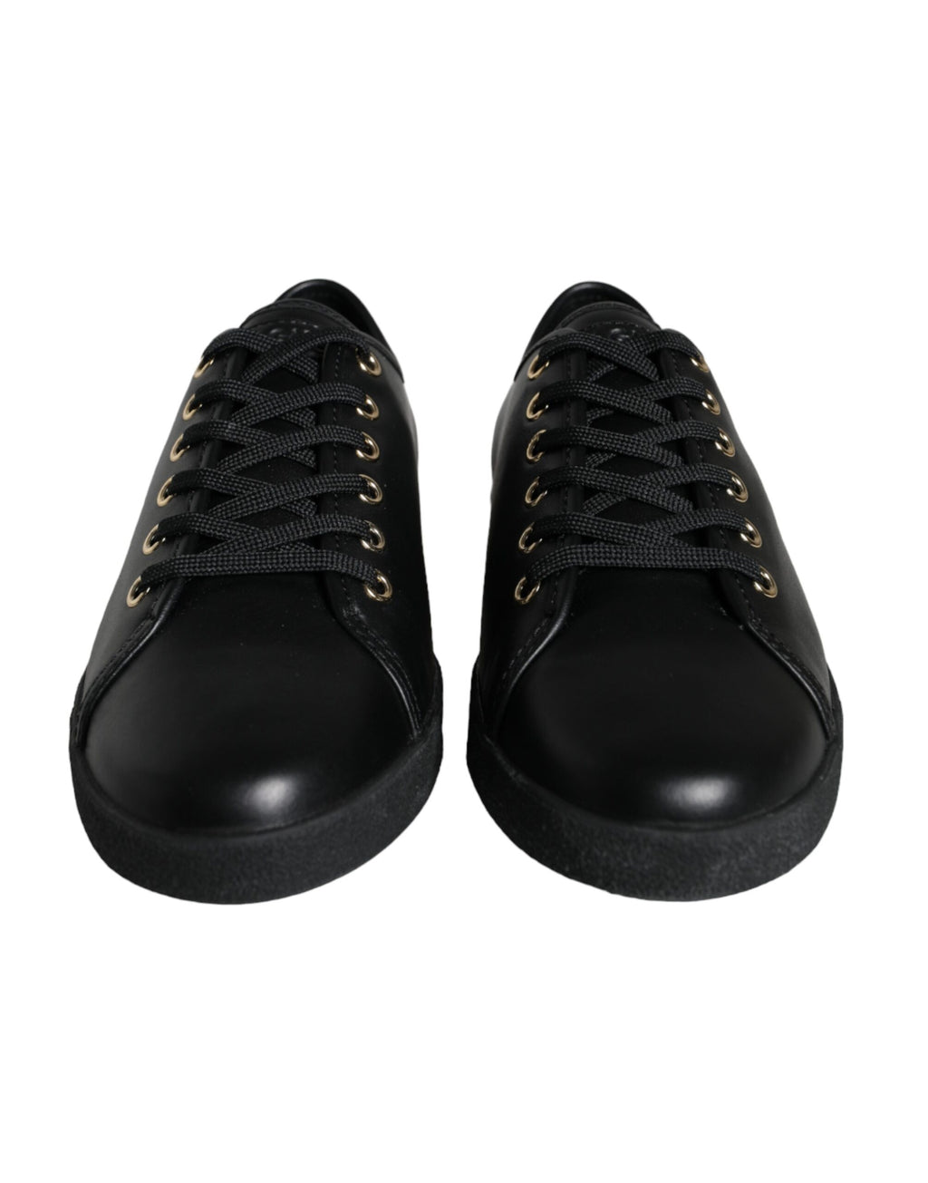 Dolce &amp; Gabbana Klassische Sneakers aus schwarzem und goldenem Leder