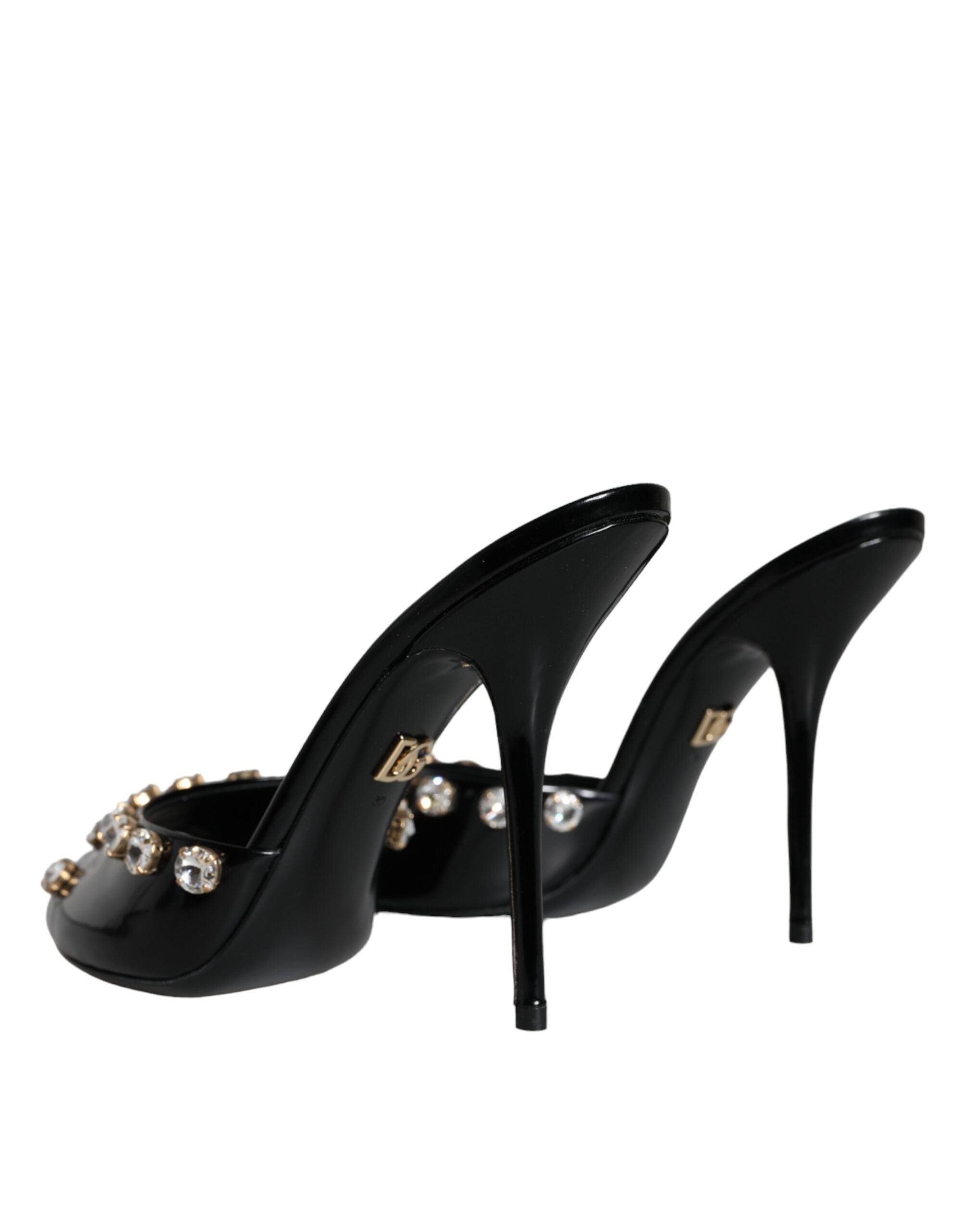 Dolce &amp; Gabbana Schwarze Kristall Heels Keira Sandalen Schuhe