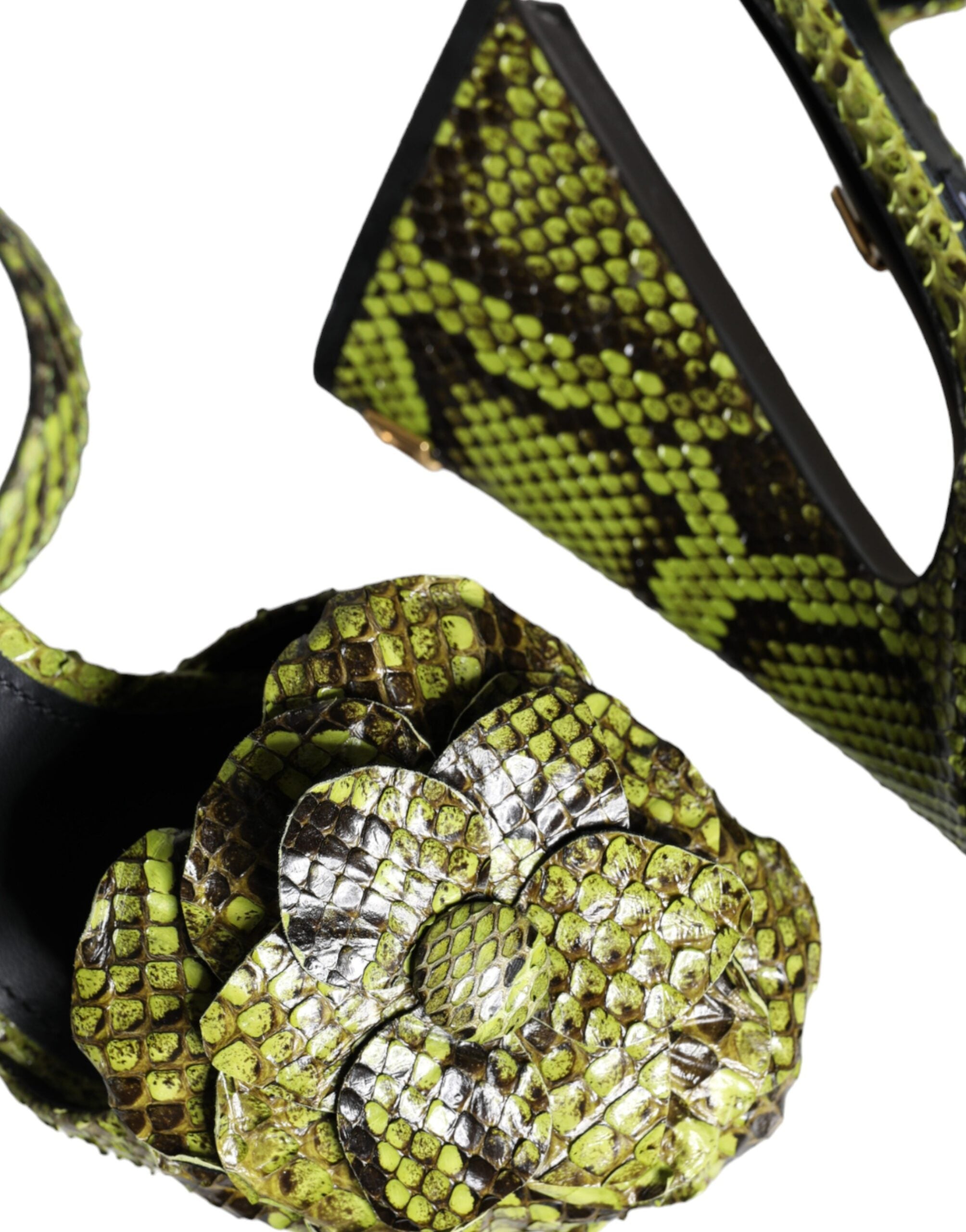 Dolce &amp; Gabbana Grüne Sandalen aus exotischem Leder mit Knöchelriemen