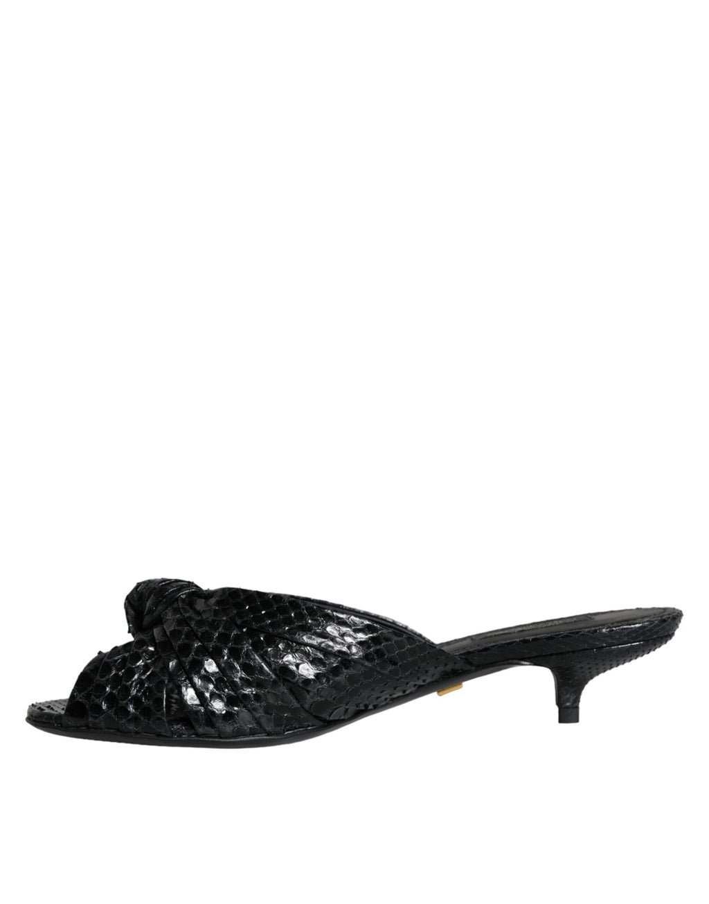 Dolce &amp; Gabbana Schwarze Leder Heels Slides Sandalen Schuhe