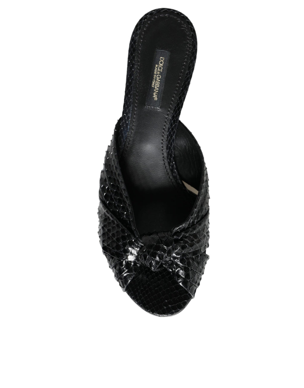 Dolce &amp; Gabbana Schwarze Leder Heels Slides Sandalen Schuhe