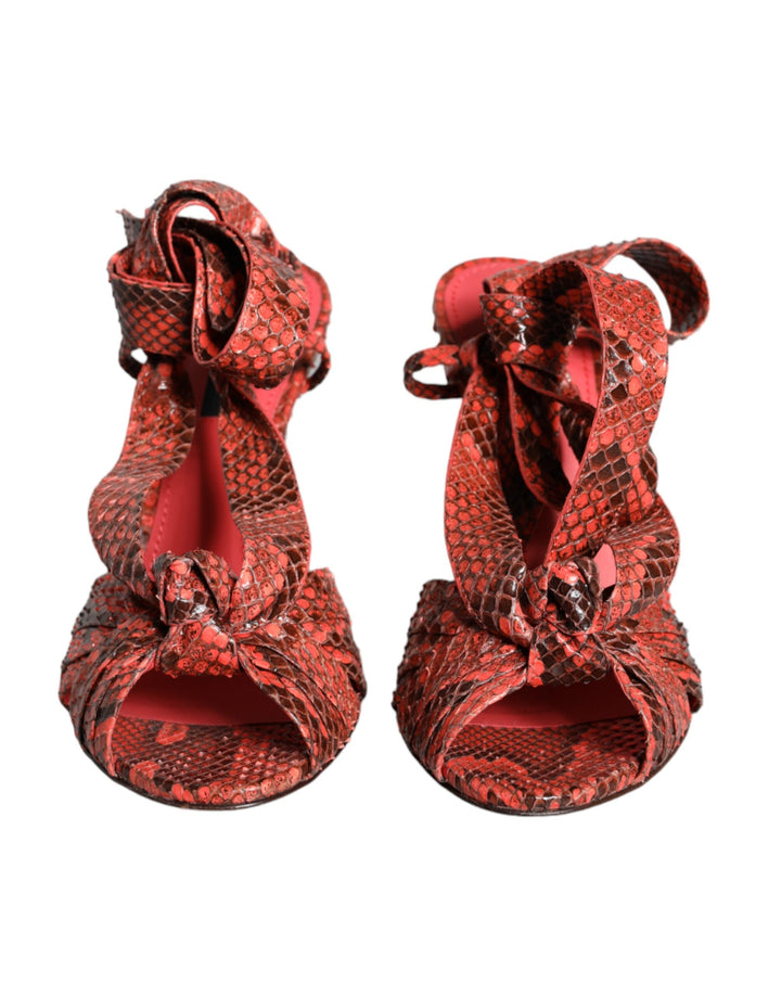 Dolce &amp; Gabbana Korallen Exotische Leder Heels Sandalen Schuhe