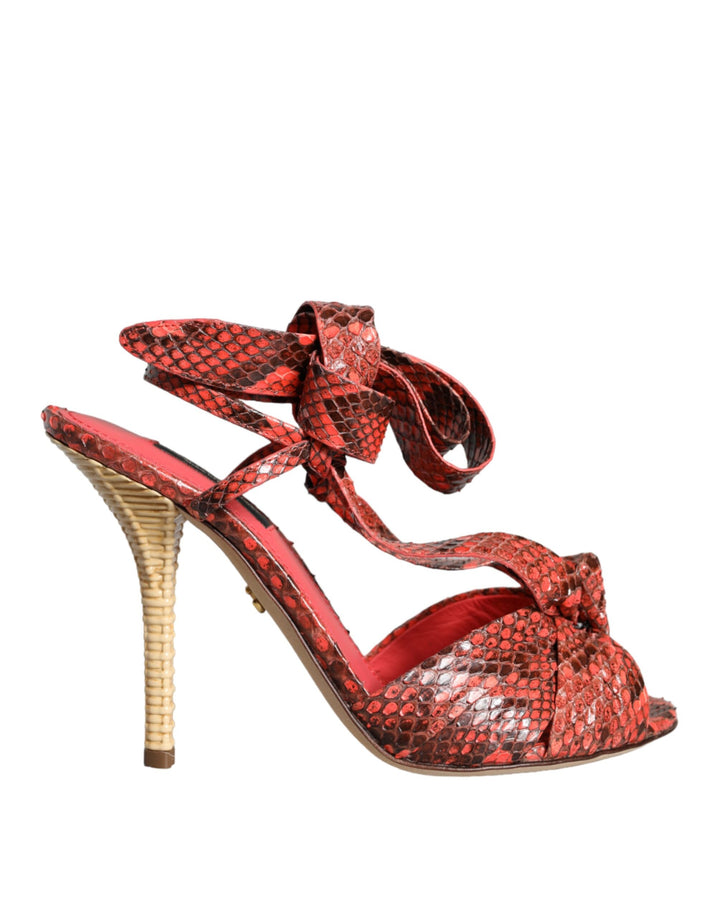 Dolce &amp; Gabbana Korallen Exotische Leder Heels Sandalen Schuhe