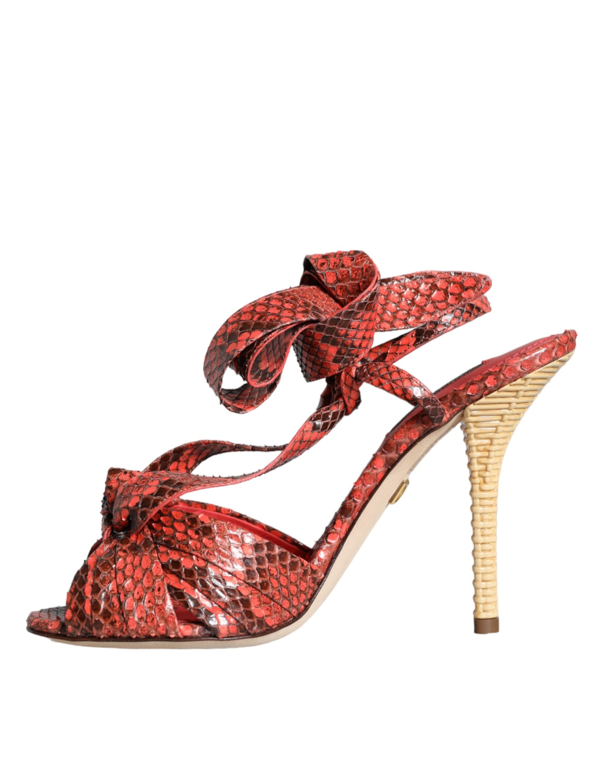 Dolce &amp; Gabbana Korallen Exotische Leder Heels Sandalen Schuhe