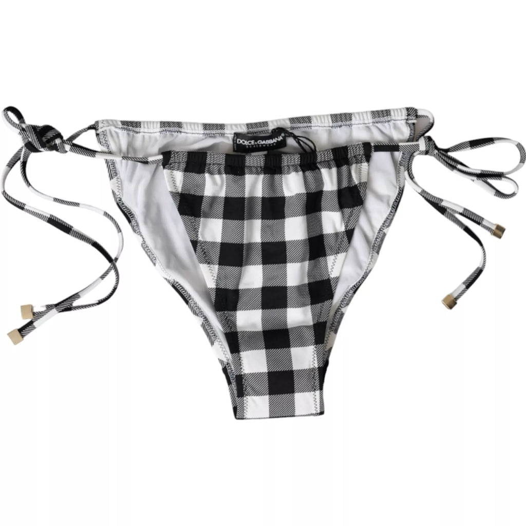 Dolce &amp; Gabbana Schwarz Weiß Karierte Bademode Beachwear Unterteil Bikini