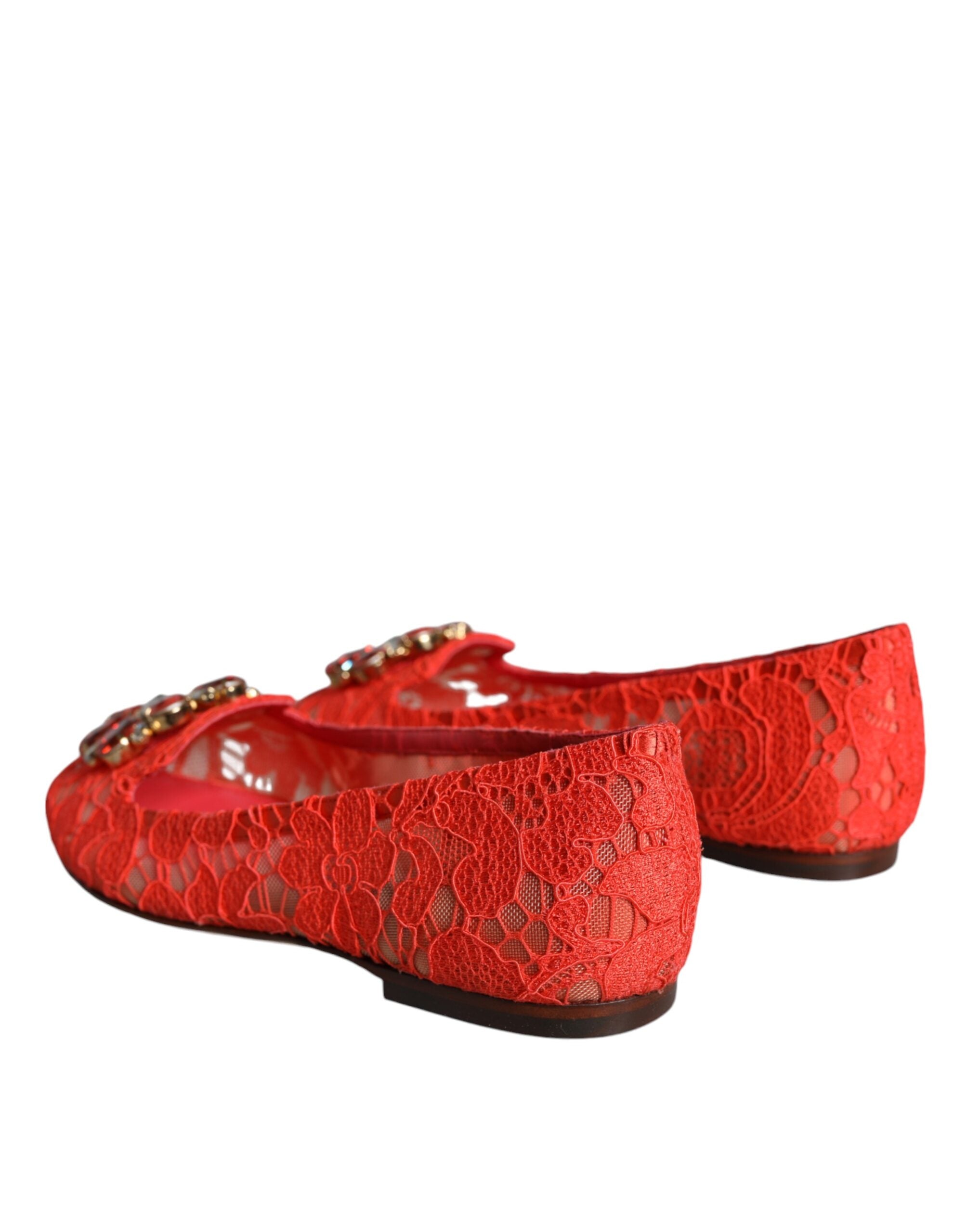 Dolce &amp; Gabbana – Ballerinas mit Kristallen in Korallenrot