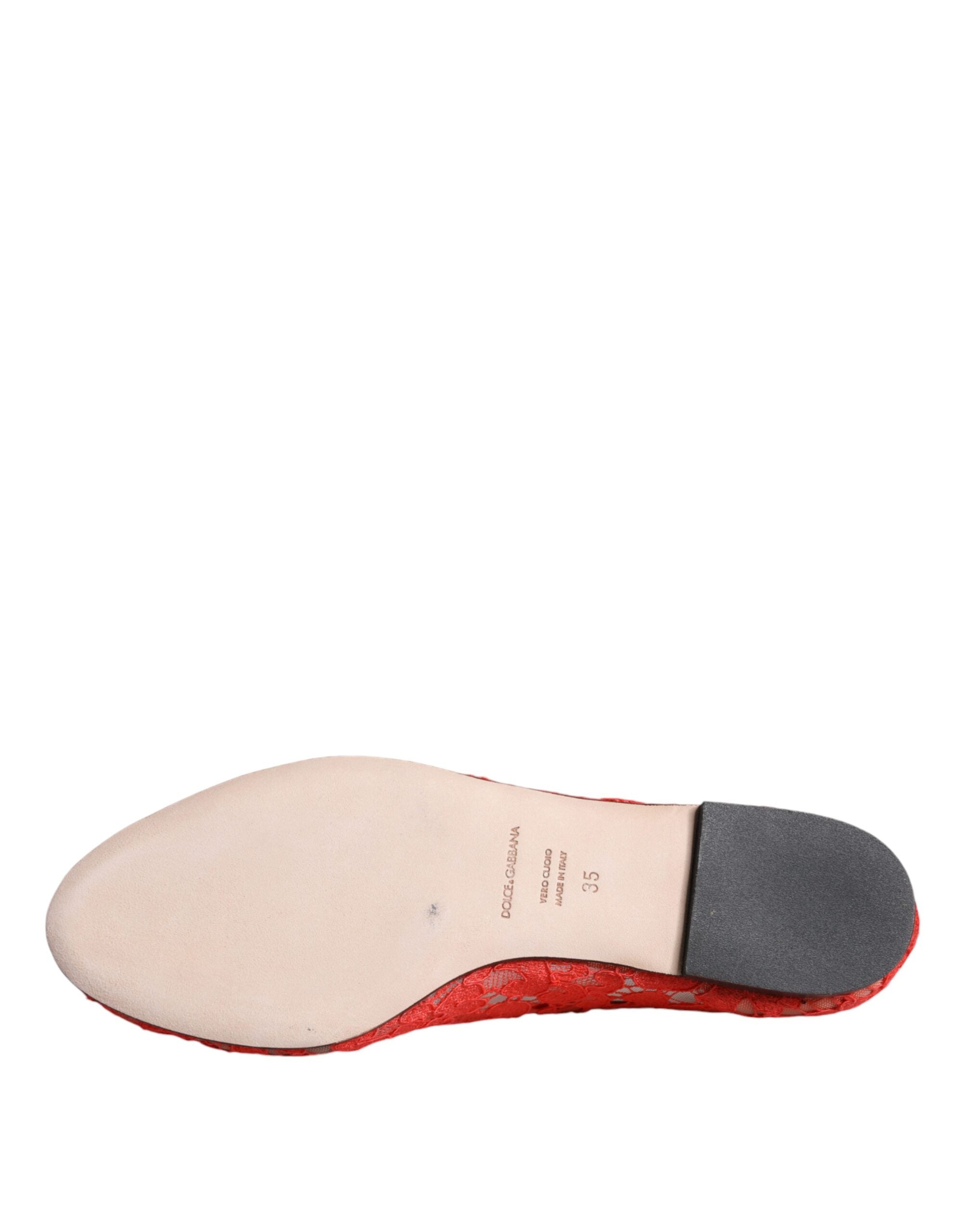 Dolce &amp; Gabbana – Ballerinas mit Kristallen in Korallenrot