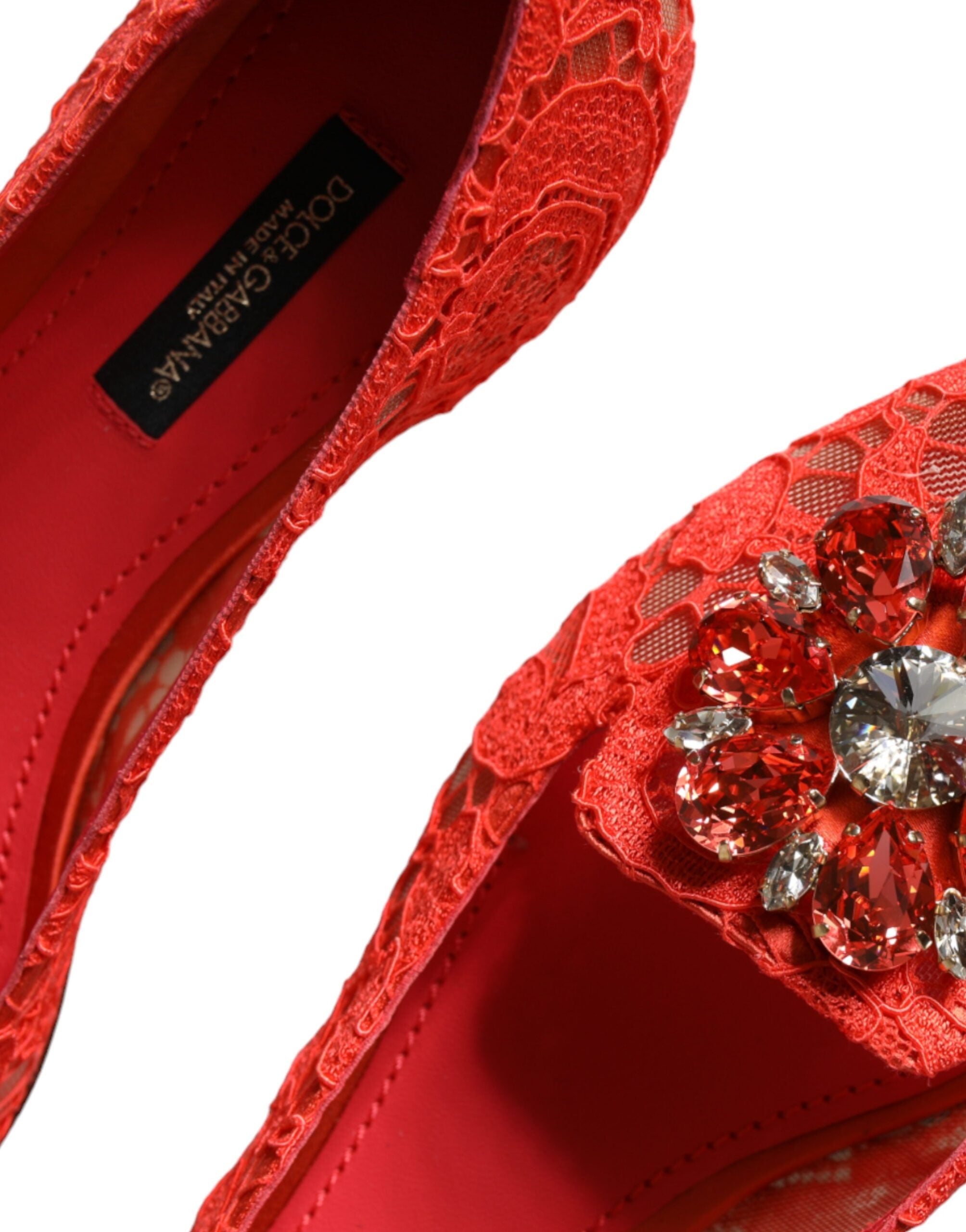 Dolce &amp; Gabbana – Ballerinas mit Kristallen in Korallenrot