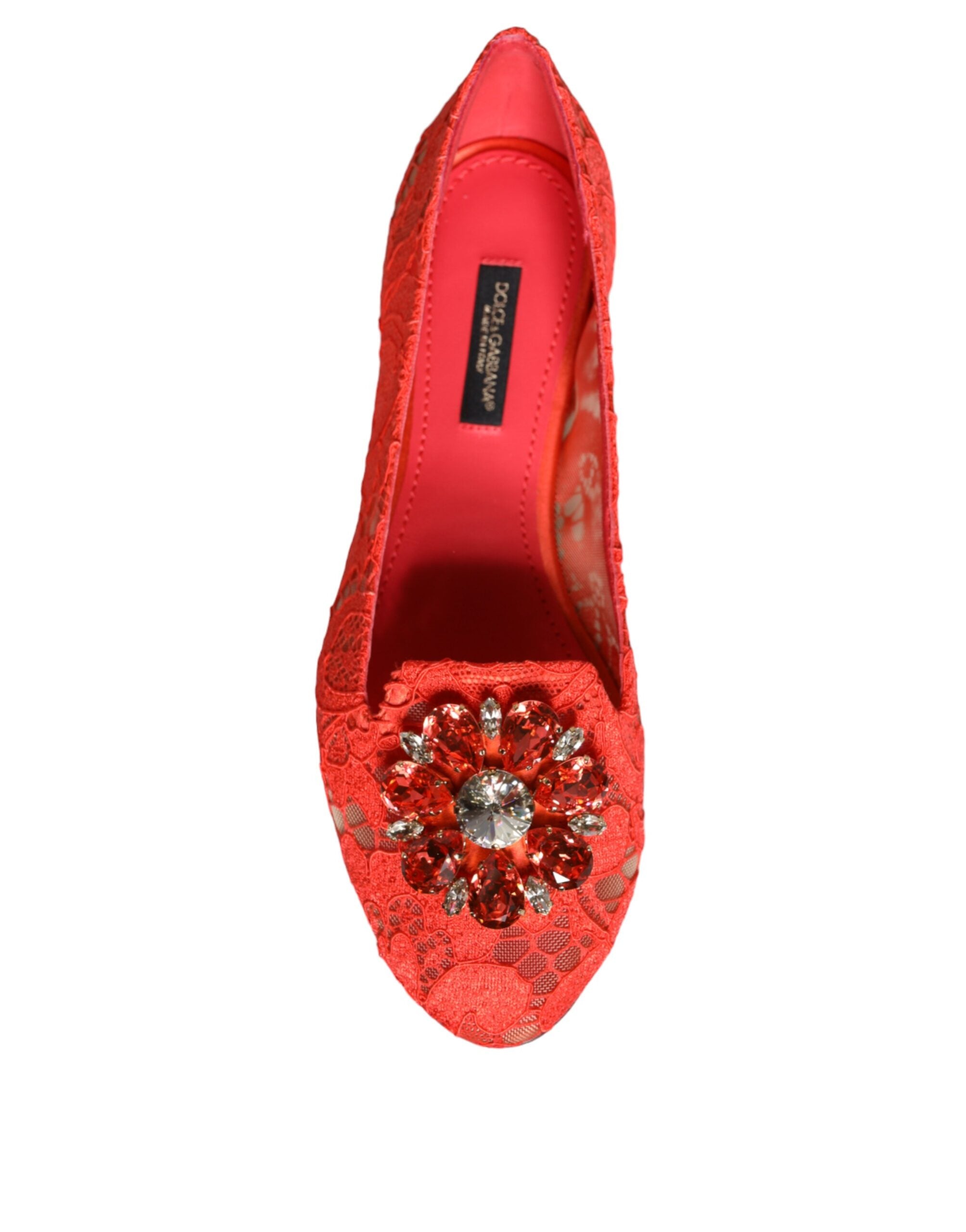 Dolce &amp; Gabbana – Ballerinas mit Kristallen in Korallenrot