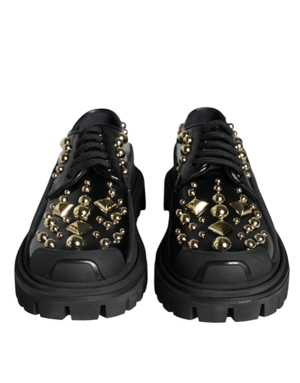 Dolce &amp; Gabbana – Trekking-Derby-Schuhe aus schwarzem Leder mit Verzierung