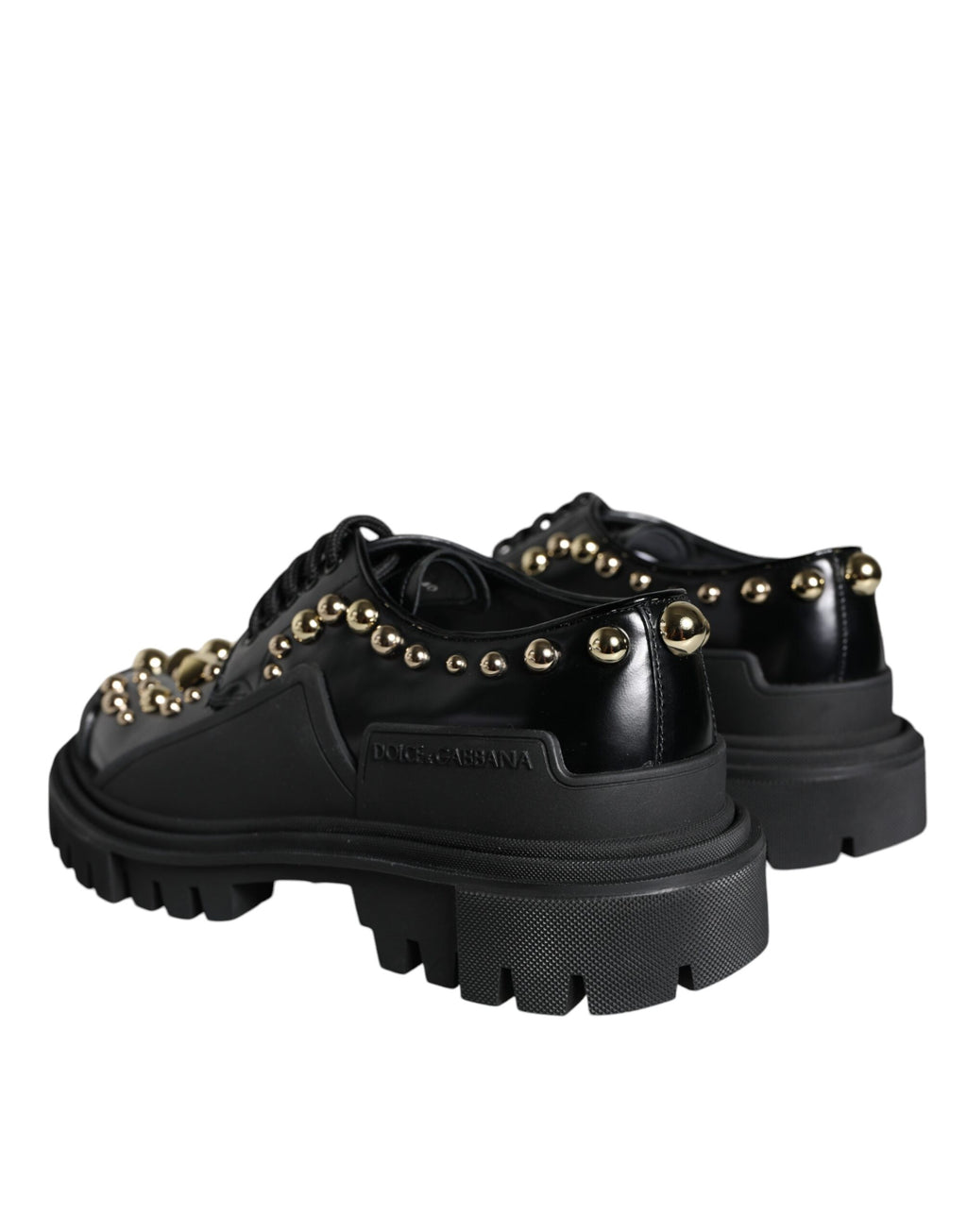 Dolce &amp; Gabbana – Trekking-Derby-Schuhe aus schwarzem Leder mit Verzierung