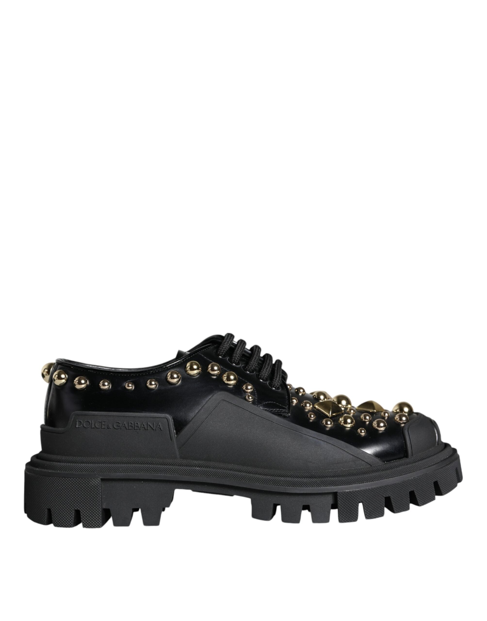 Dolce &amp; Gabbana – Trekking-Derby-Schuhe aus schwarzem Leder mit Verzierung