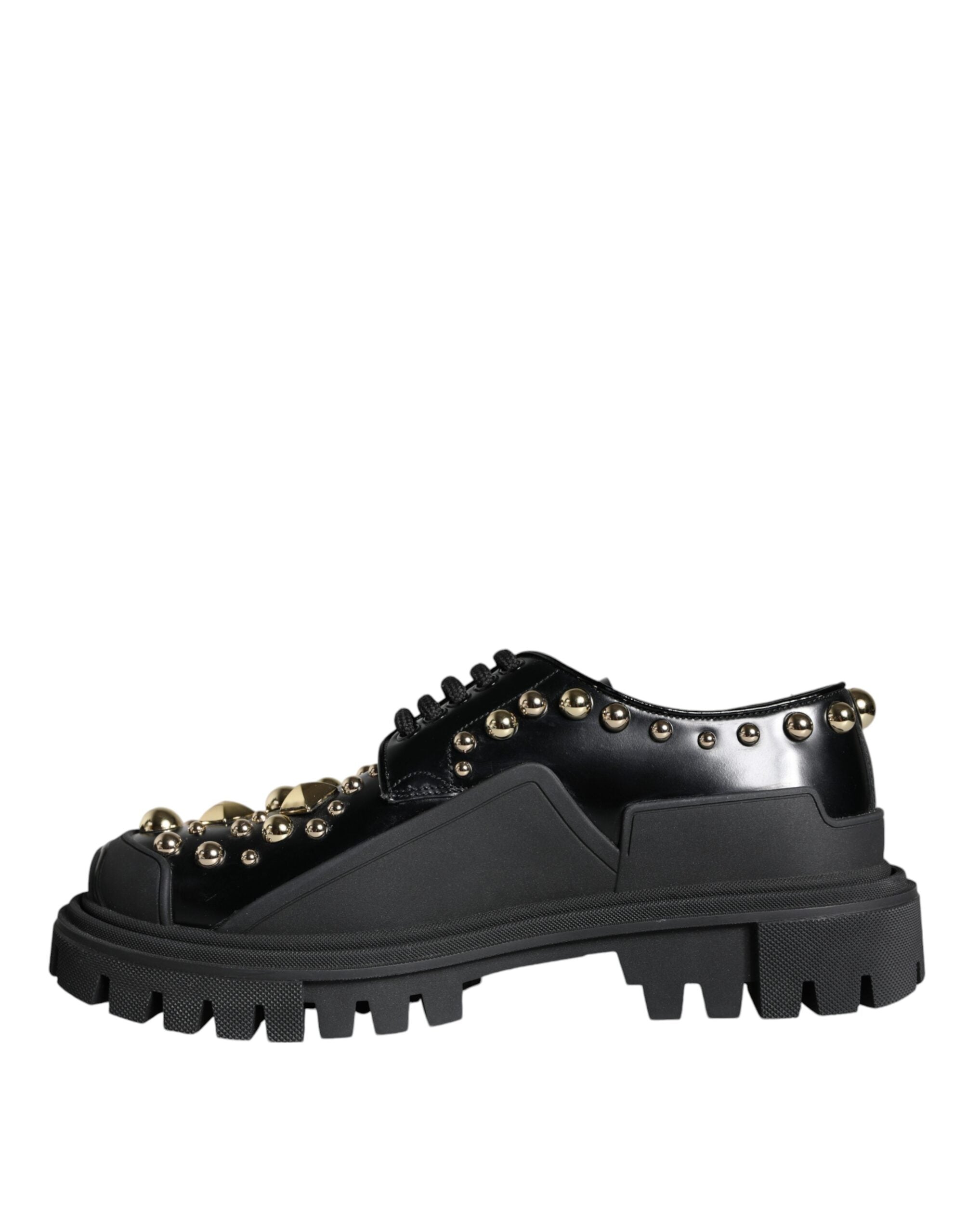 Dolce &amp; Gabbana – Trekking-Derby-Schuhe aus schwarzem Leder mit Verzierung