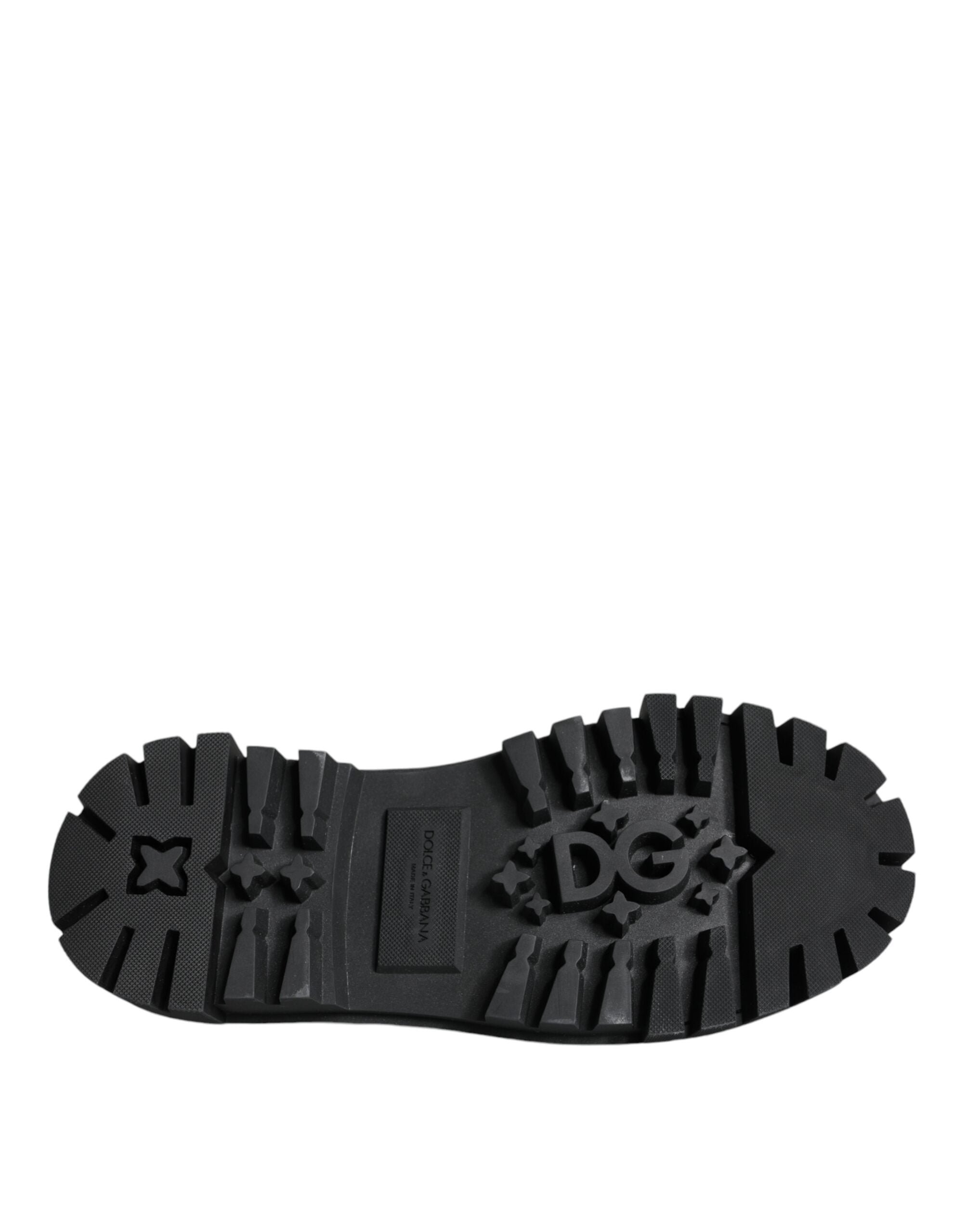 Dolce &amp; Gabbana – Trekking-Derby-Schuhe aus schwarzem Leder mit Verzierung