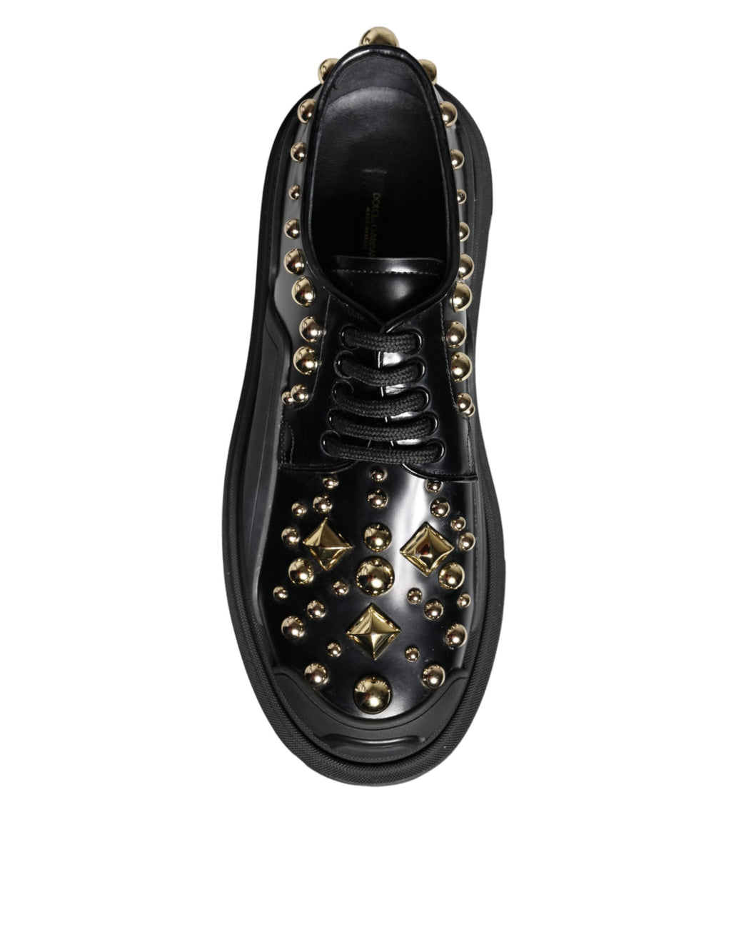 Dolce &amp; Gabbana – Trekking-Derby-Schuhe aus schwarzem Leder mit Verzierung