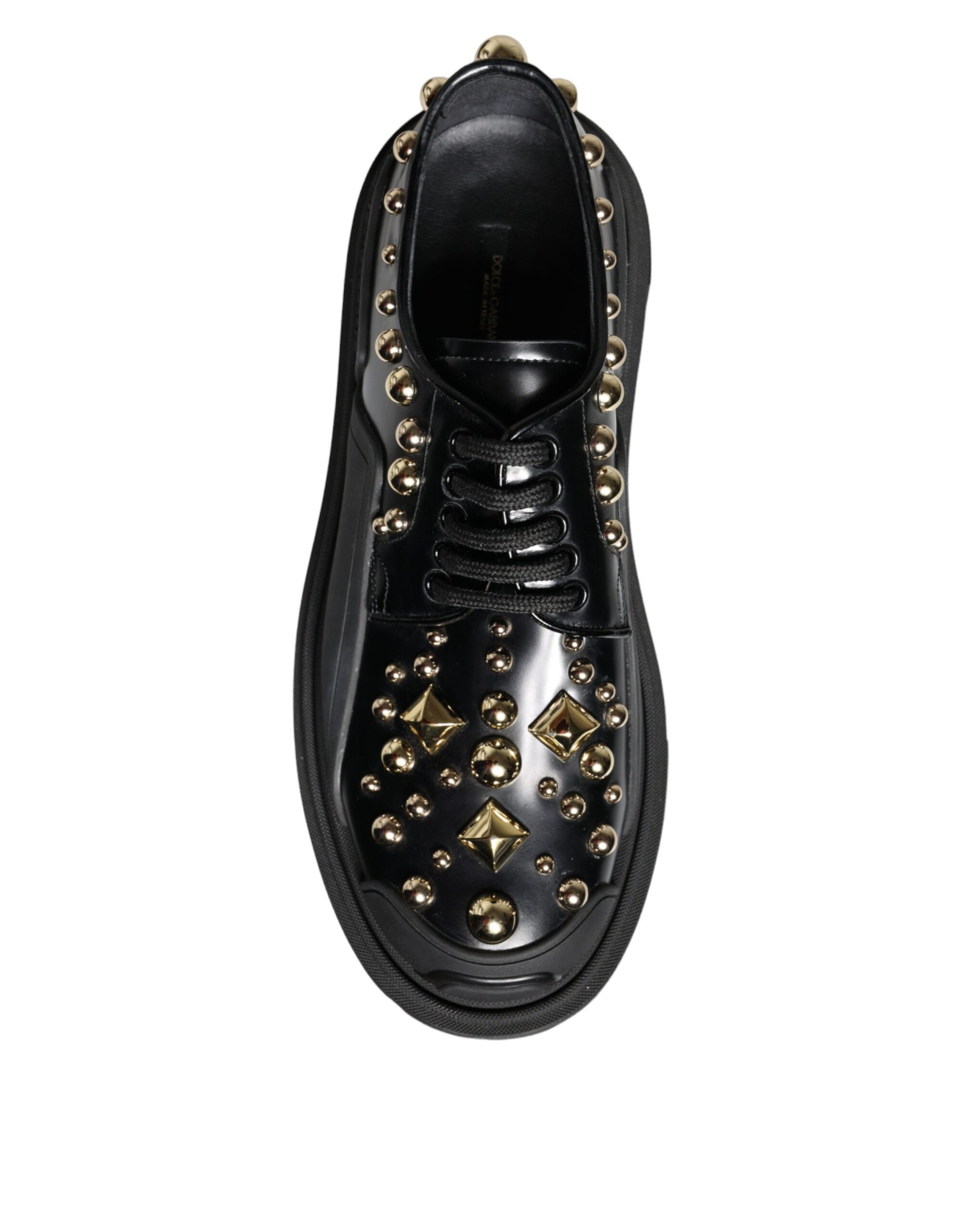 Dolce &amp; Gabbana – Trekking-Derby-Schuhe aus schwarzem Leder mit Verzierung