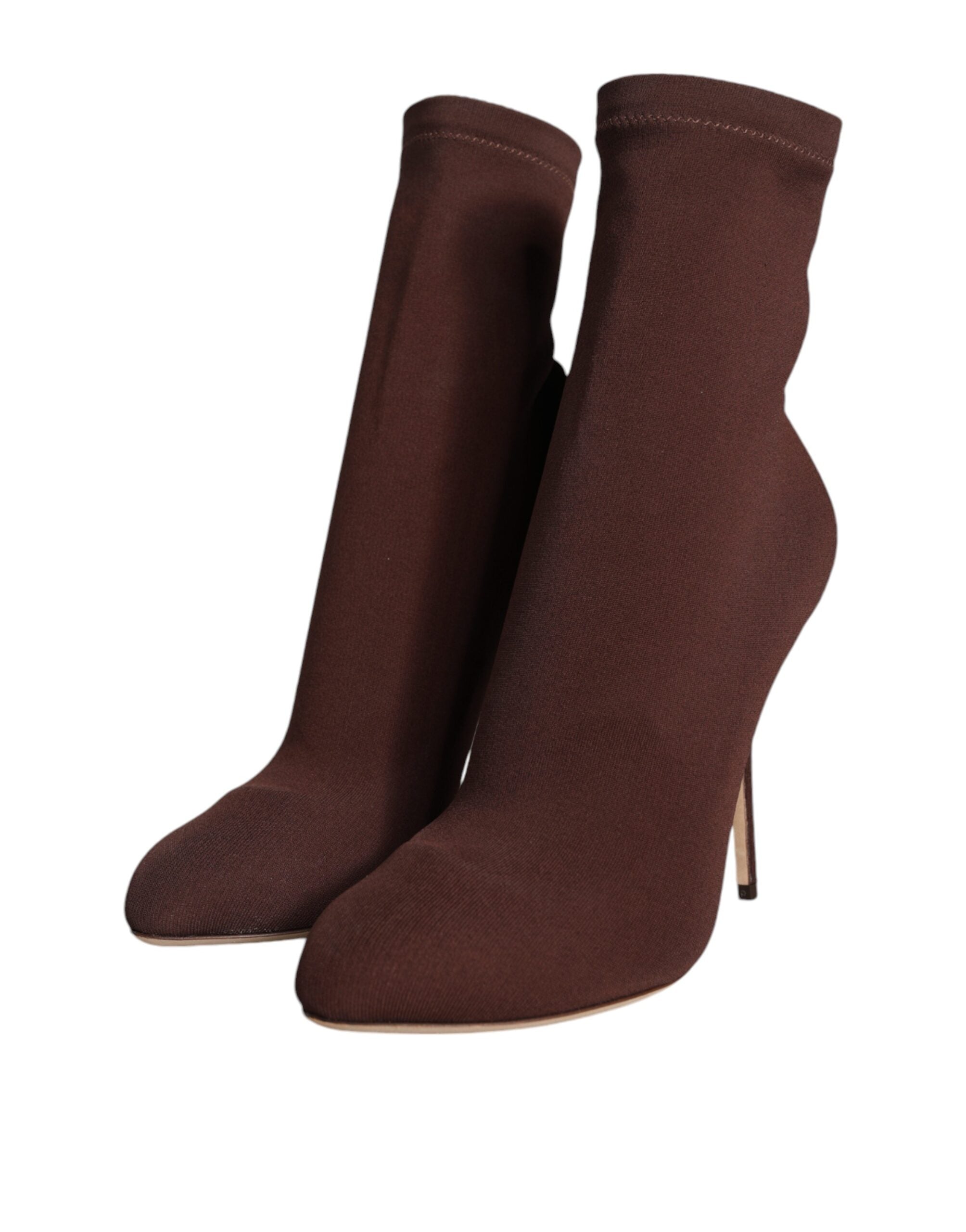 Dolce &amp; Gabbana Braune Stiletto-Absätze Socken Stiefeletten Schuhe