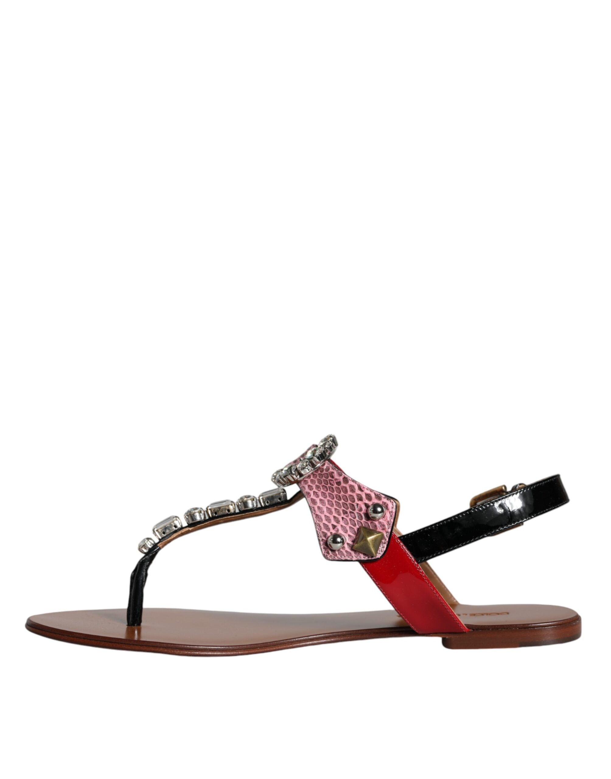 Dolce &amp; Gabbana Mehrfarbige Kristallsandalen Flip-Flops Schuhe