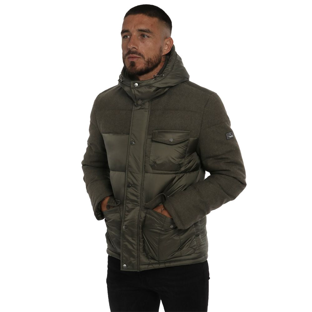 Yes Zee Green Polyester Down Jacket