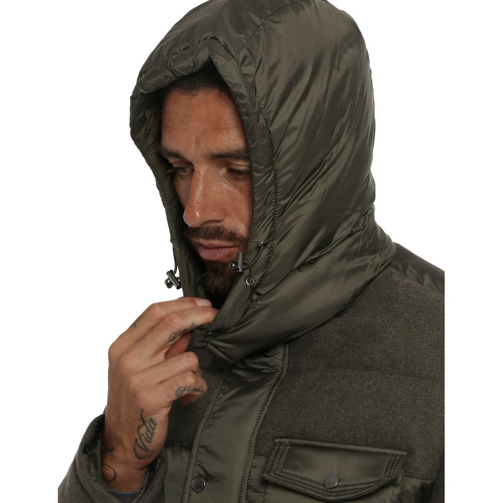 Yes Zee Green Polyester Down Jacket