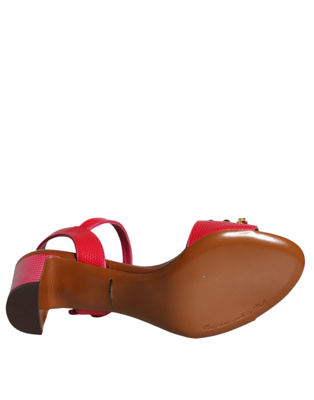 Dolce &amp; Gabbana – Keira – Sandalen aus Fuchsia mit Verzierung aus Leder