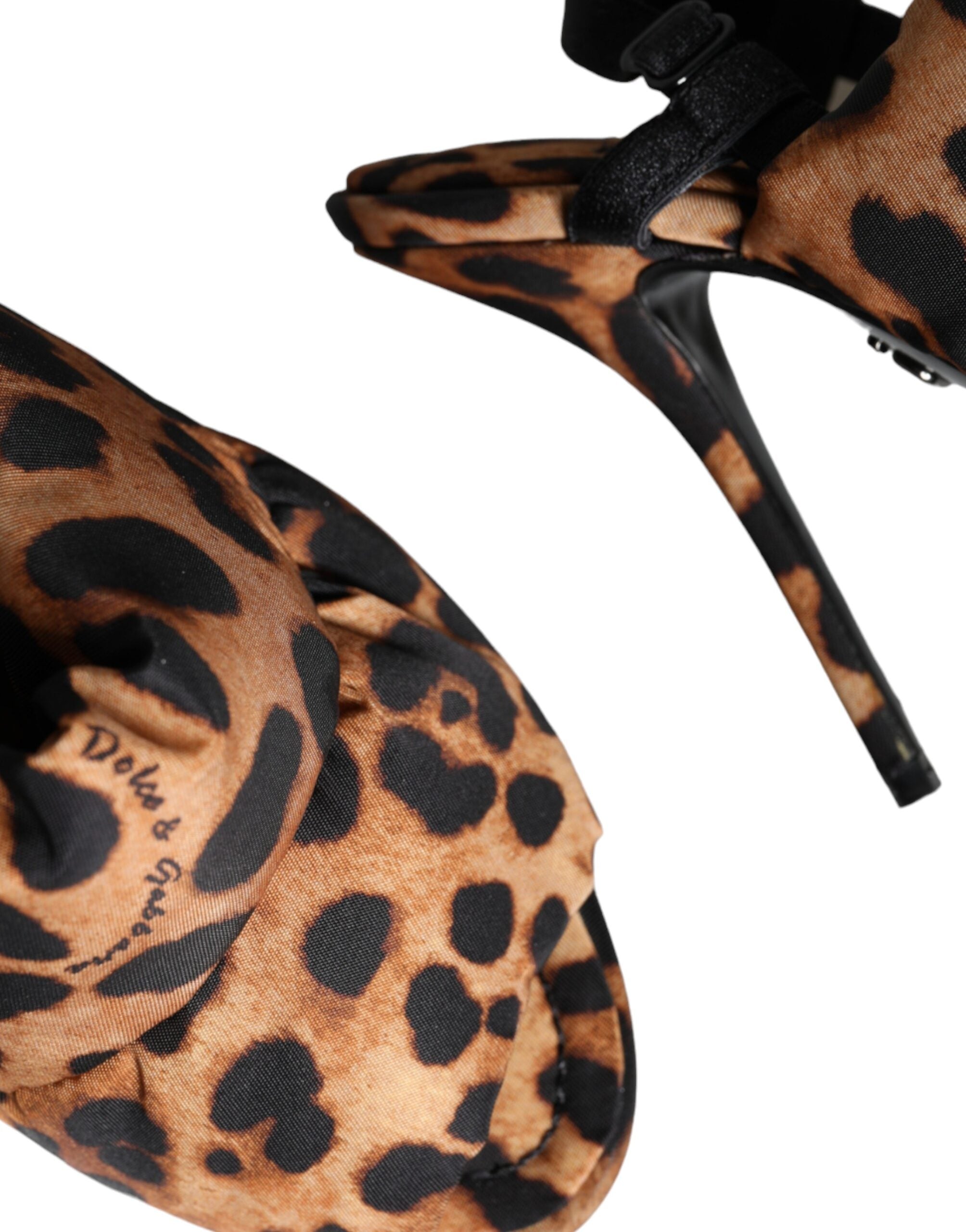 Dolce &amp; Gabbana Braune Keira Slingback-Sandalen mit Leopardenmuster