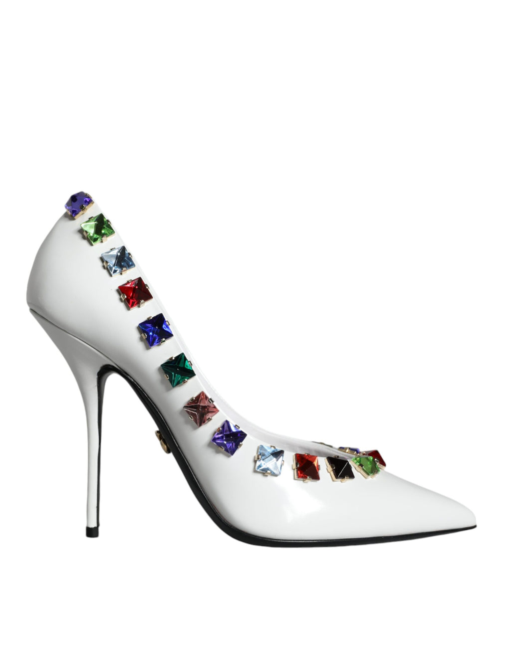 Dolce &amp; Gabbana Weiße Kristalle Leder High Heels Pumps Schuhe