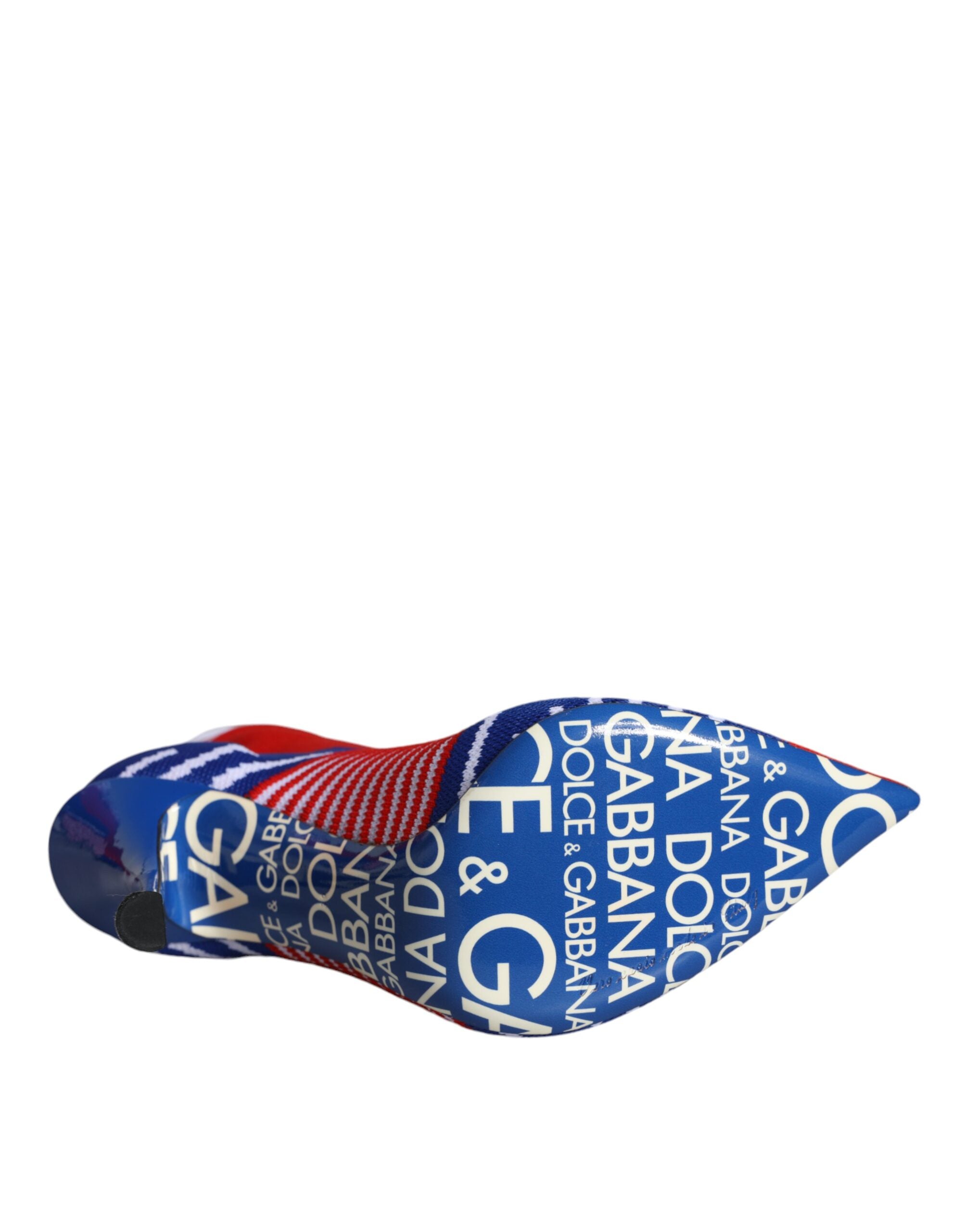 Dolce &amp; Gabbana – Rot-blaue Stretch-Stiefeletten im Sockenstil mit Logo
