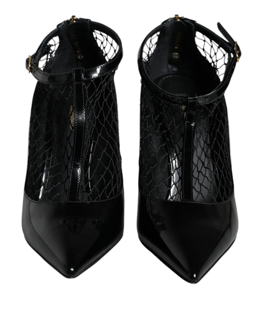 Dolce &amp; Gabbana Schwarze Mesh-Lackleder-Absatz-Pumps-Schuhe