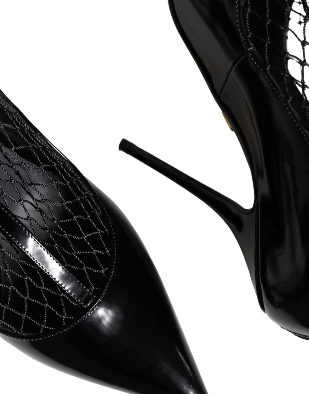 Dolce &amp; Gabbana Schwarze Mesh-Lackleder-Absatz-Pumps-Schuhe