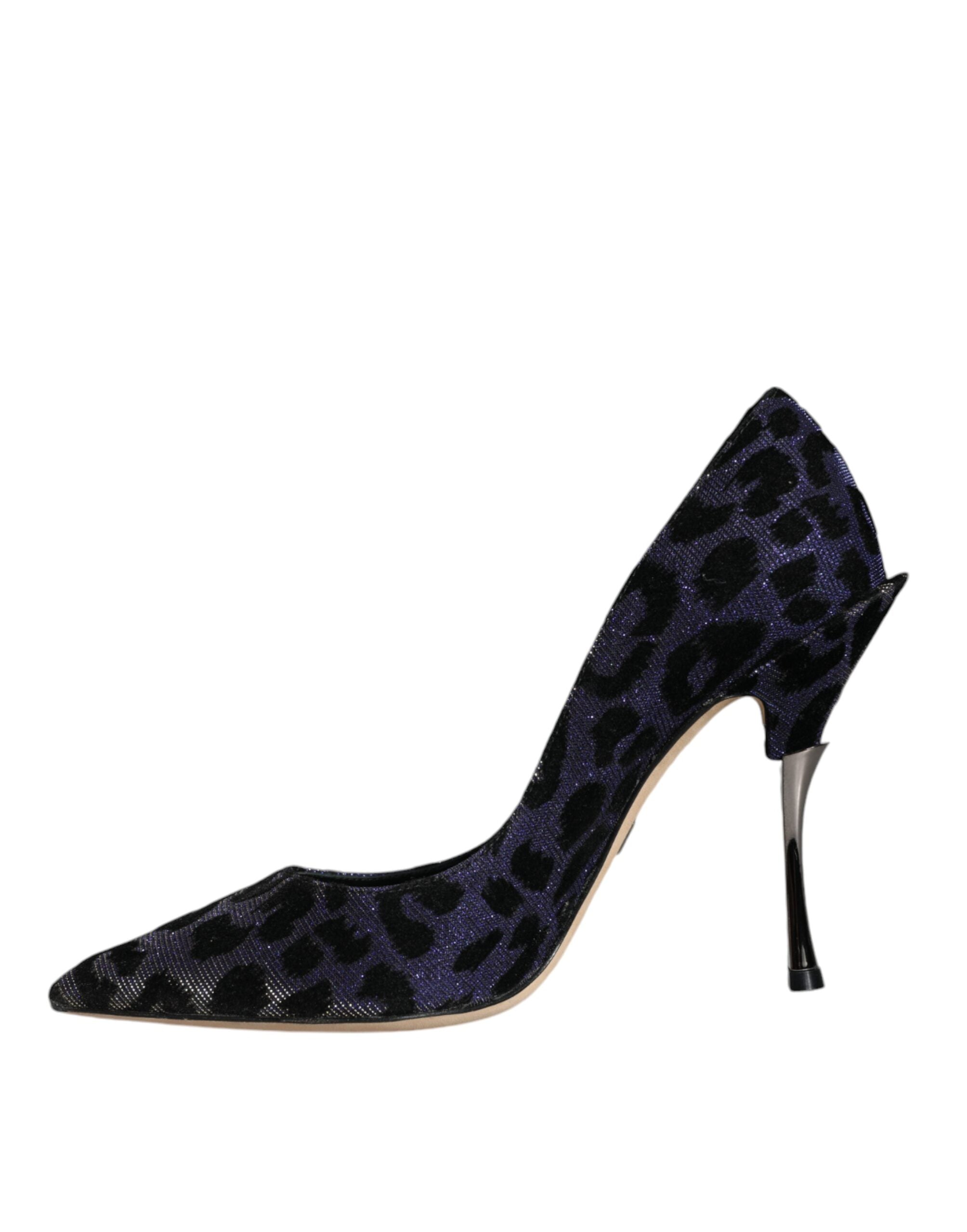 Dolce &amp; Gabbana Violette Leopard Lurex High Heels Pumps Schuhe