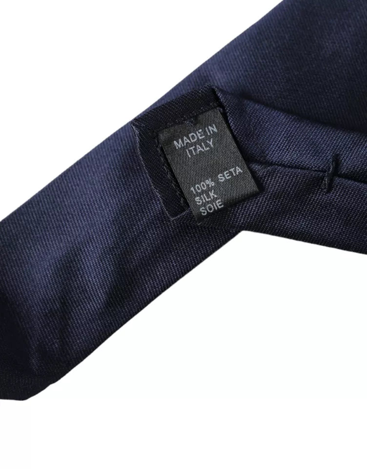 Dolce &amp; Gabbana Dunkelblaue schmale, verstellbare Seidenkrawatte