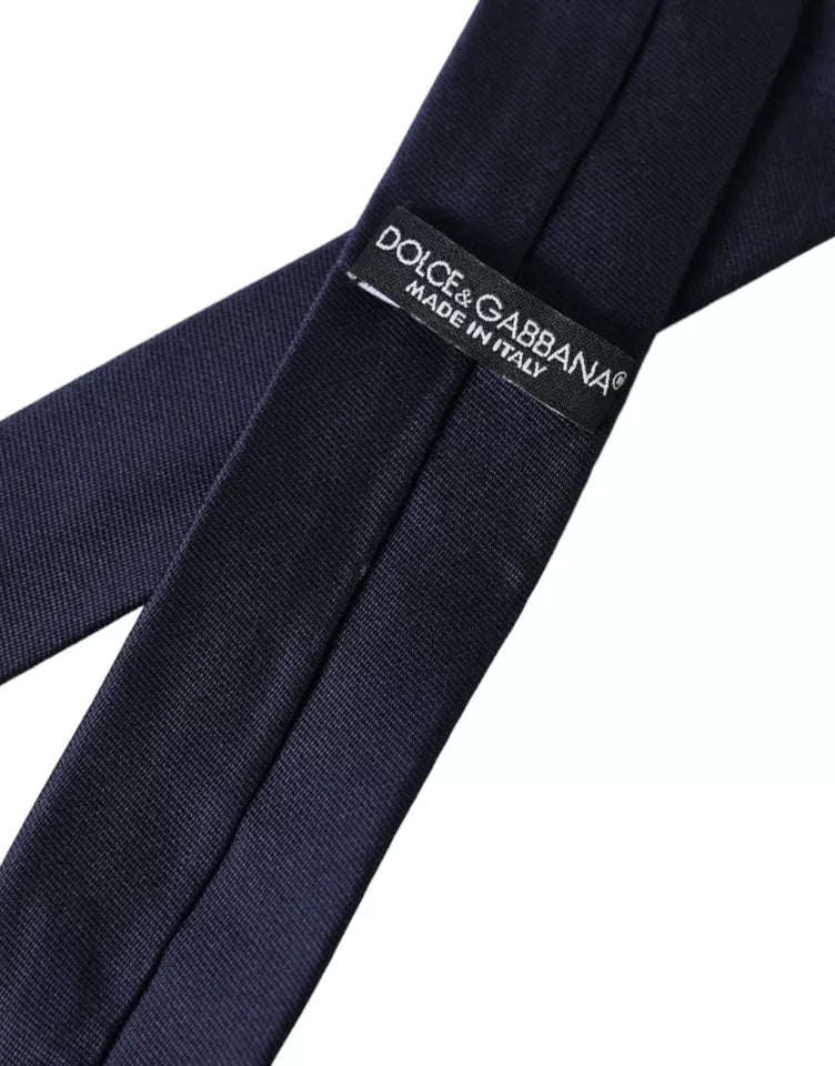 Dolce &amp; Gabbana Dunkelblaue schmale, verstellbare Seidenkrawatte